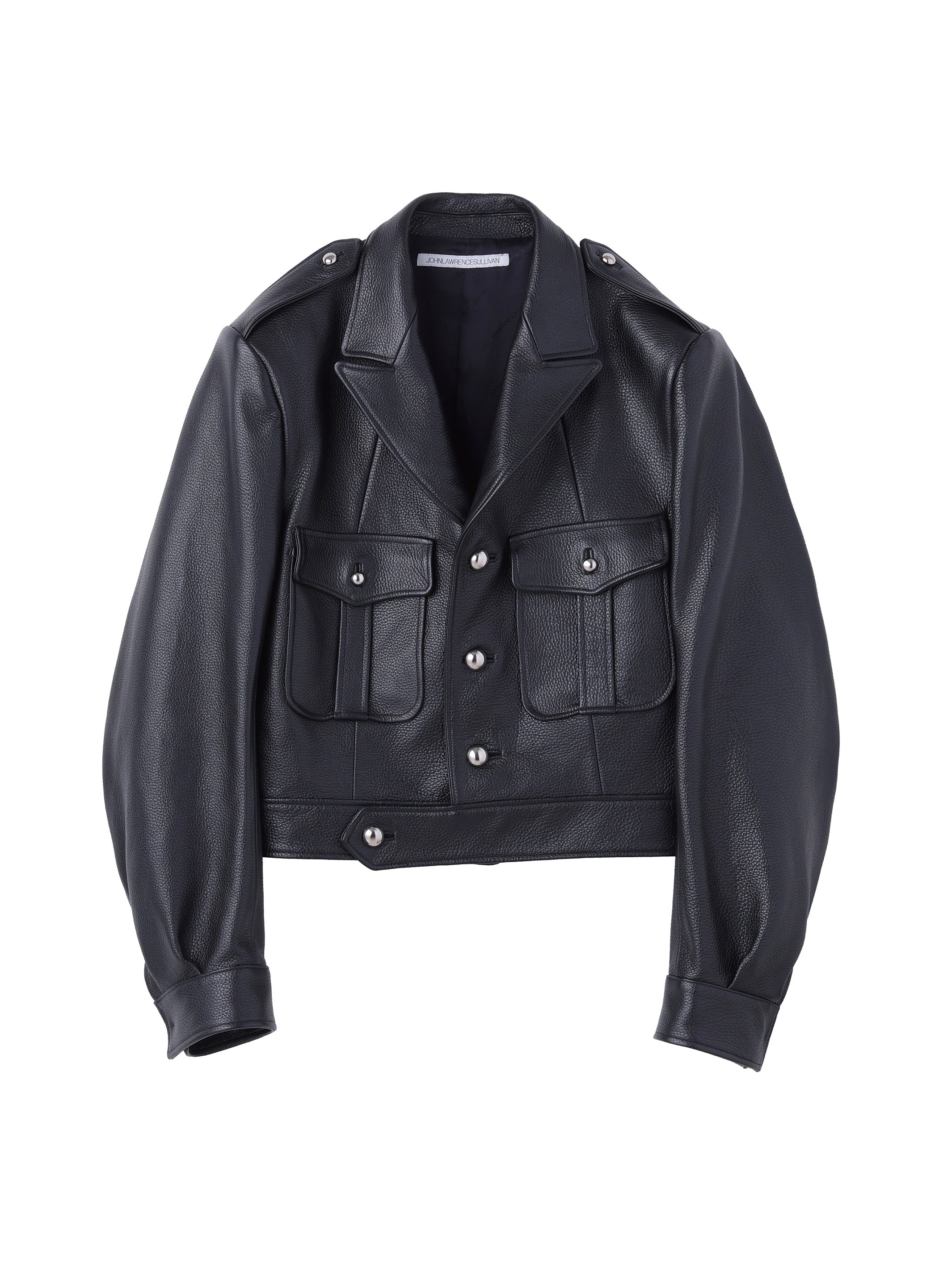 GRAIN LEATHER MASSIVE ROUNDED SLEEVE IKE JACKET