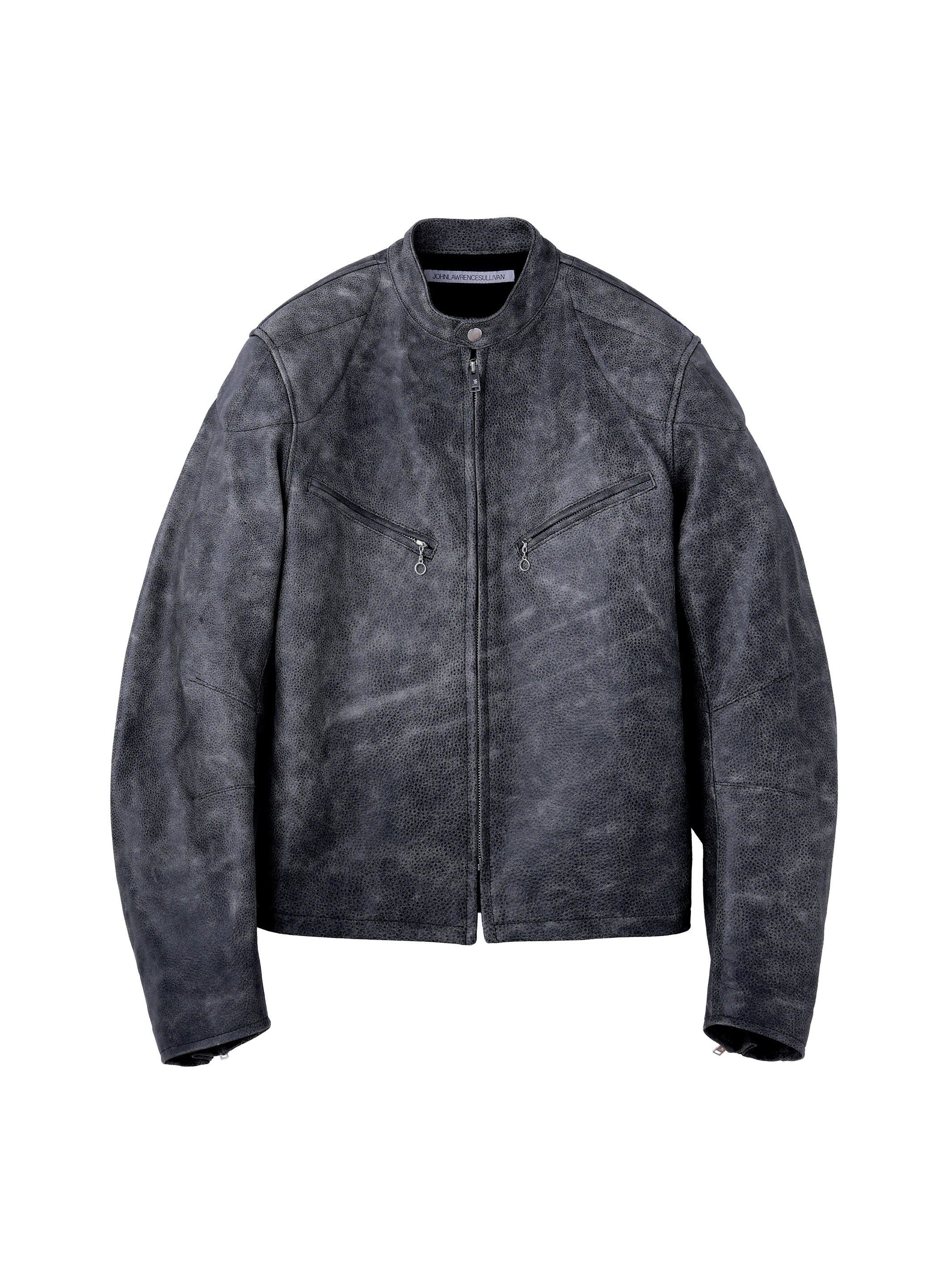 LEATHER MASSIVE ROUNDED SLEEVE BIKER JACKET