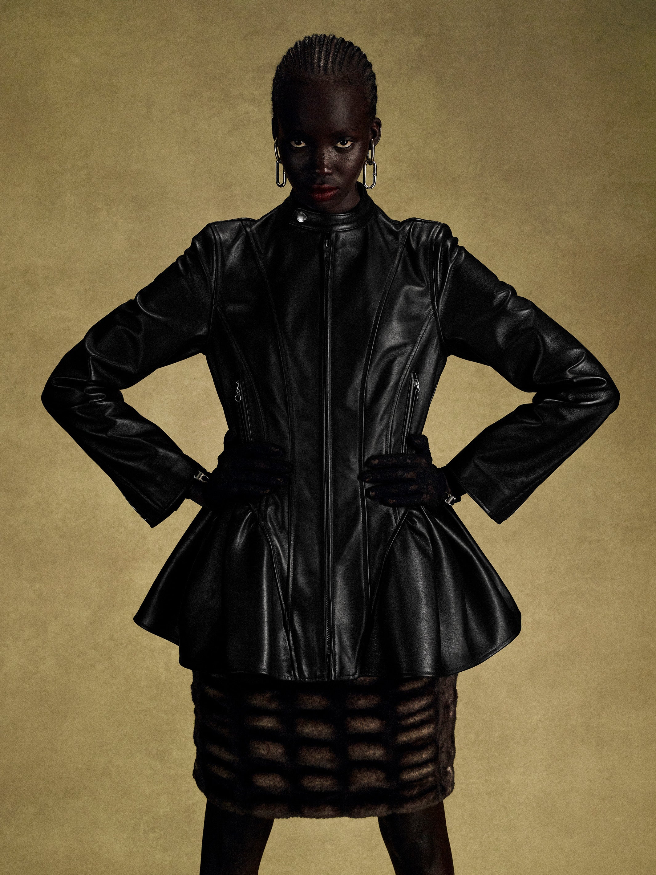 LEATHER PEPLUM JACKET