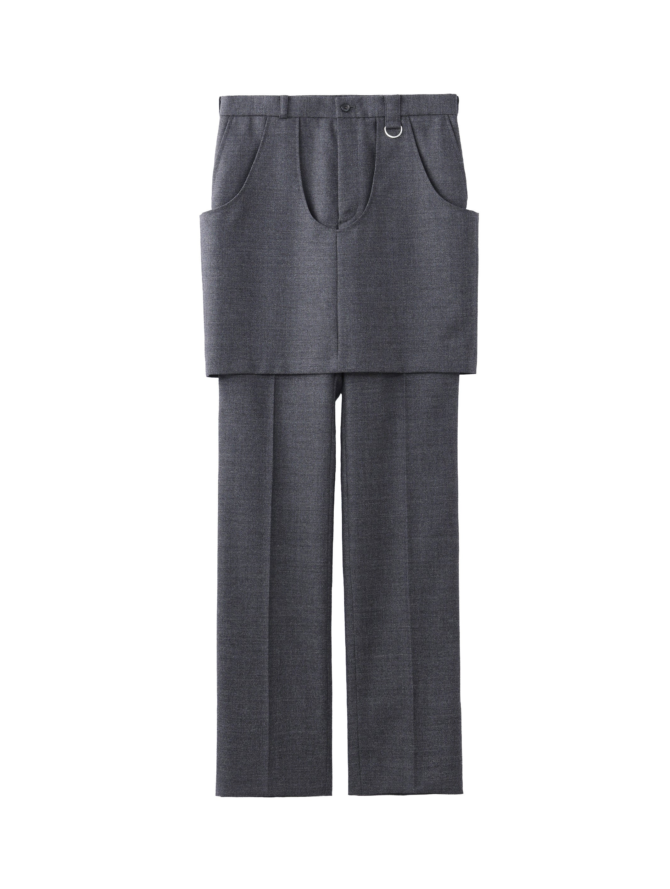 WOOL GABARDINE LAYERED TROUSERS