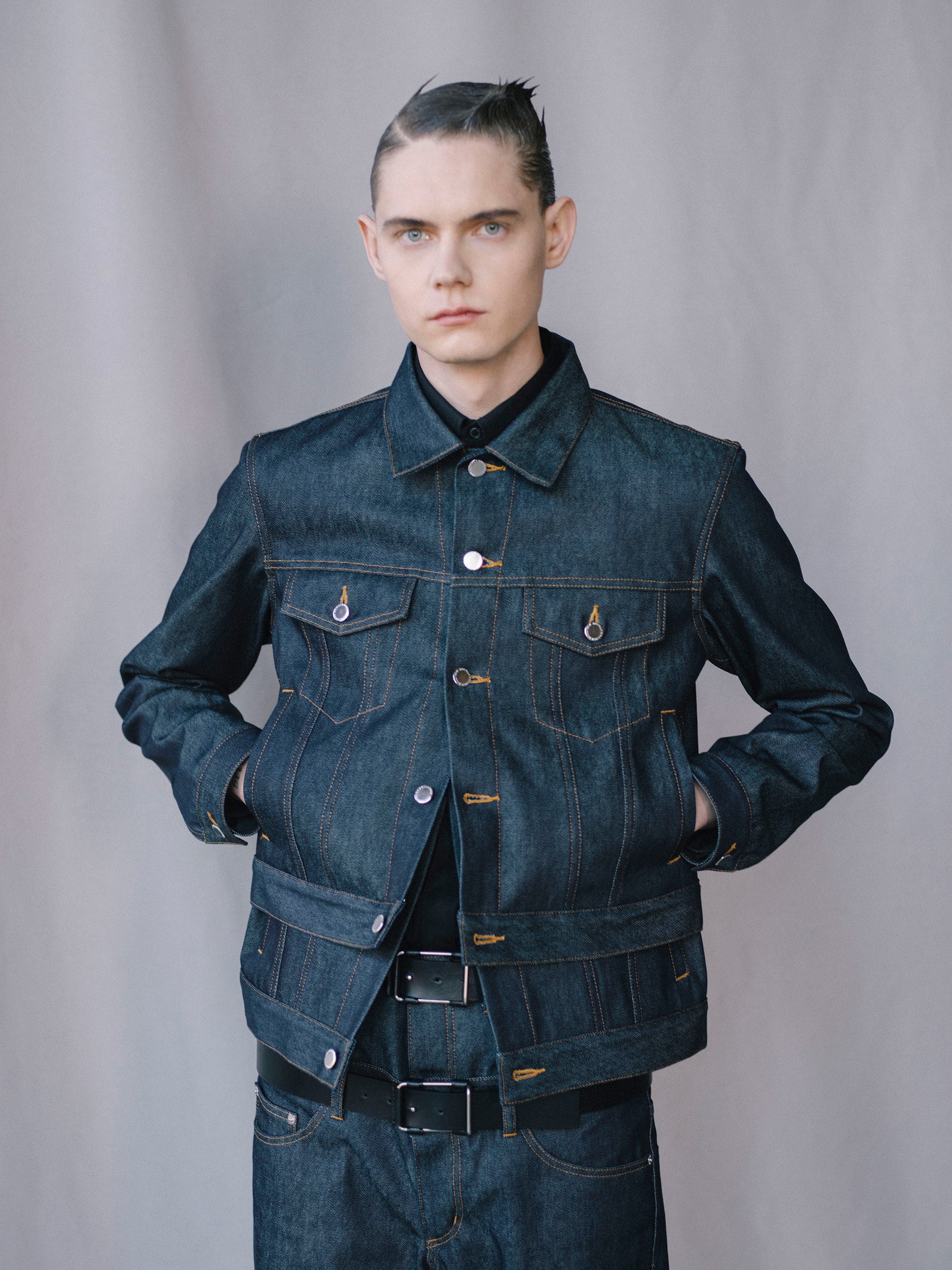 RIGID DENIM DOUBLE STACKED PANTS