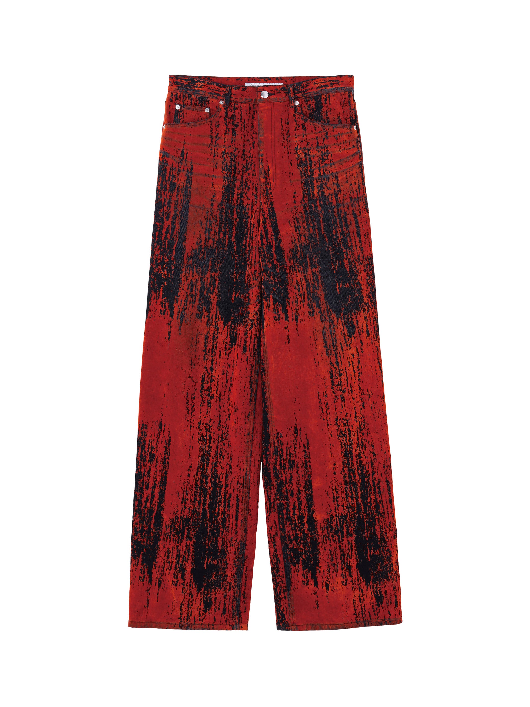 FLOCKED DENIM WIDE PANTS