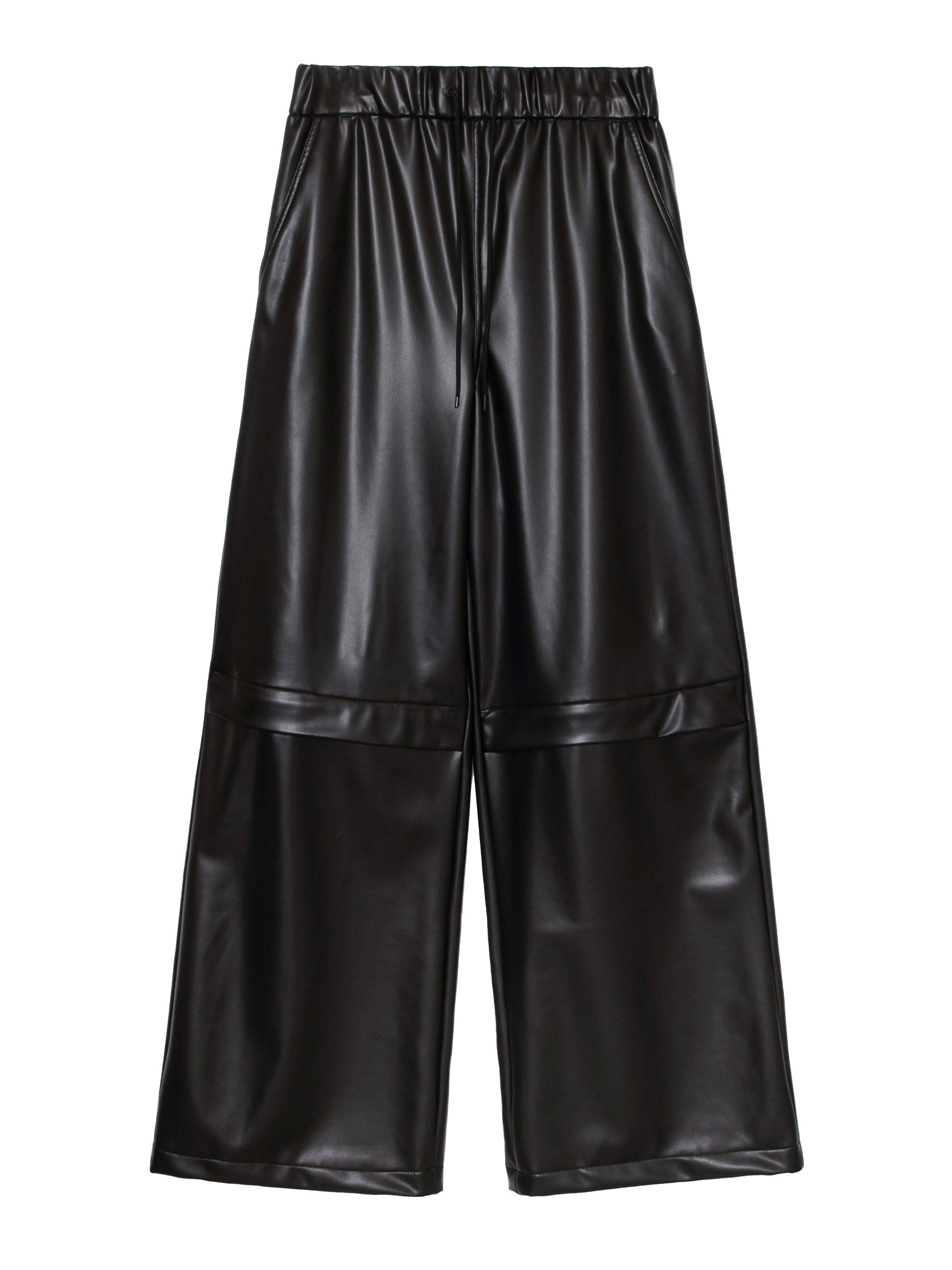 Sugarhill Wide-Leg Leather Pants Black