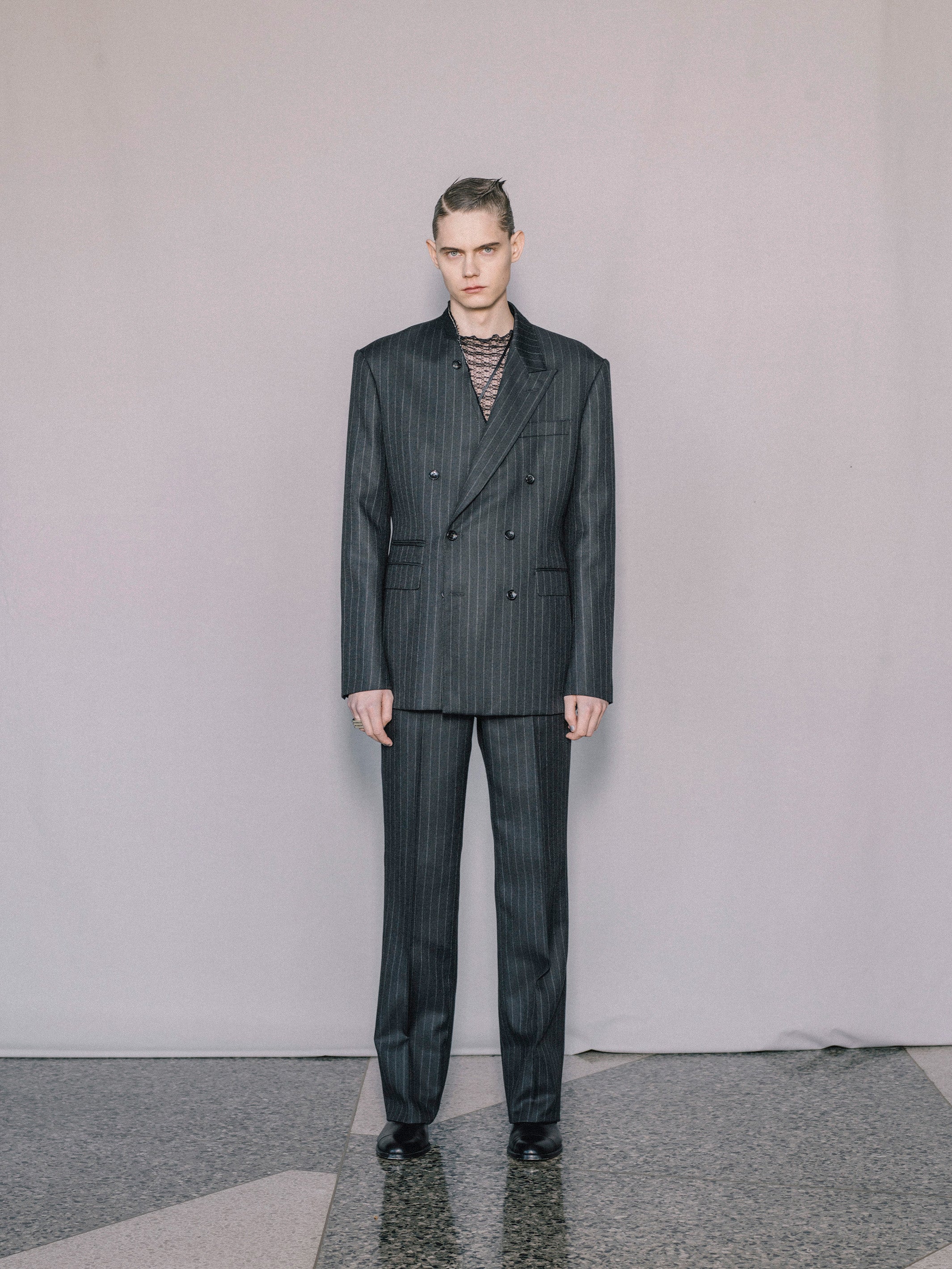 MOHAIR WOOL STRAIGHT TROUSERS