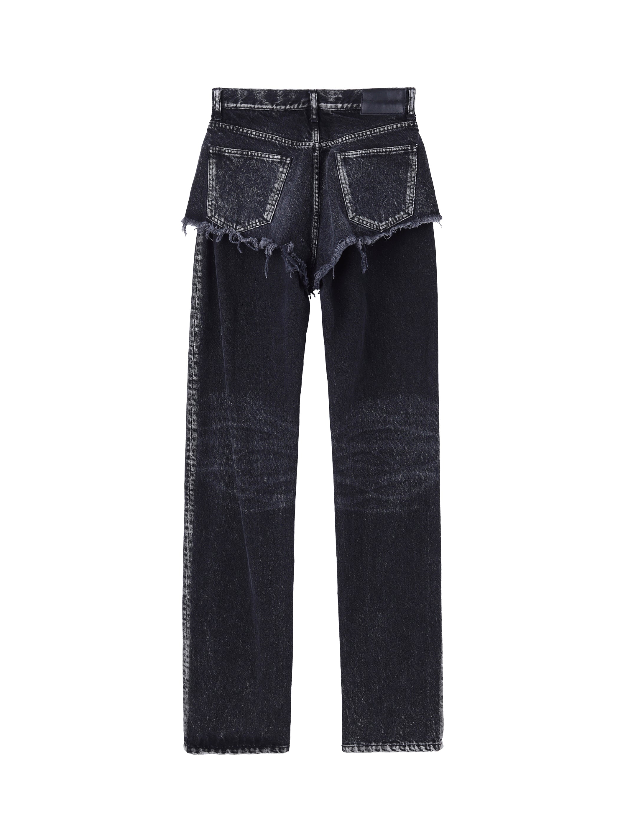 WASHED DENIM LAYERED PANTS