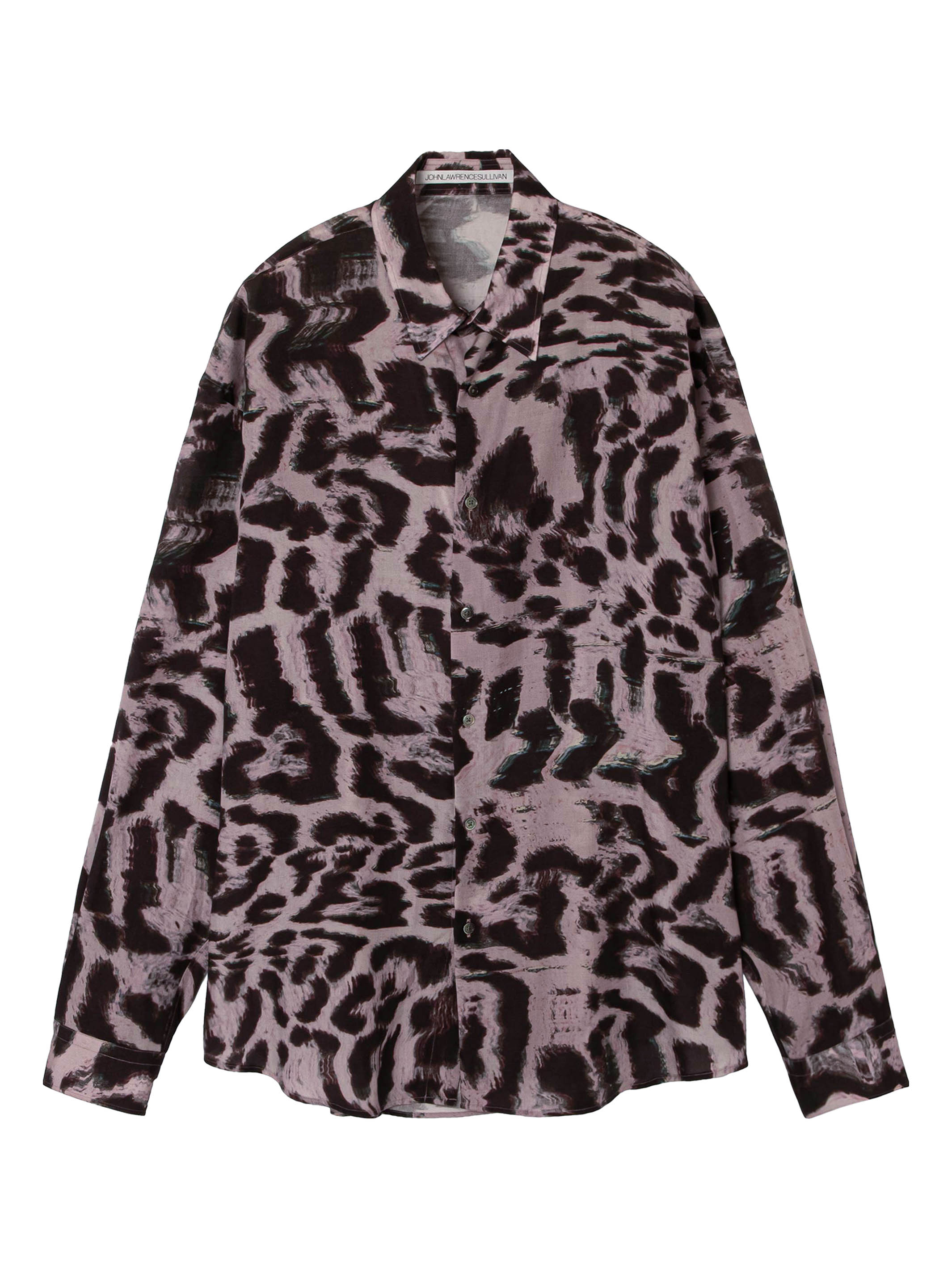 Leopard print regular collar shirt