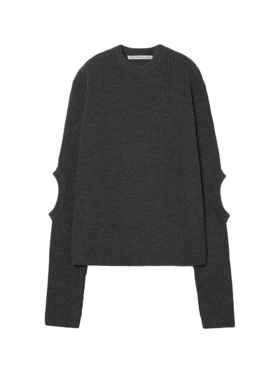 Elbow hole rib knit sweater