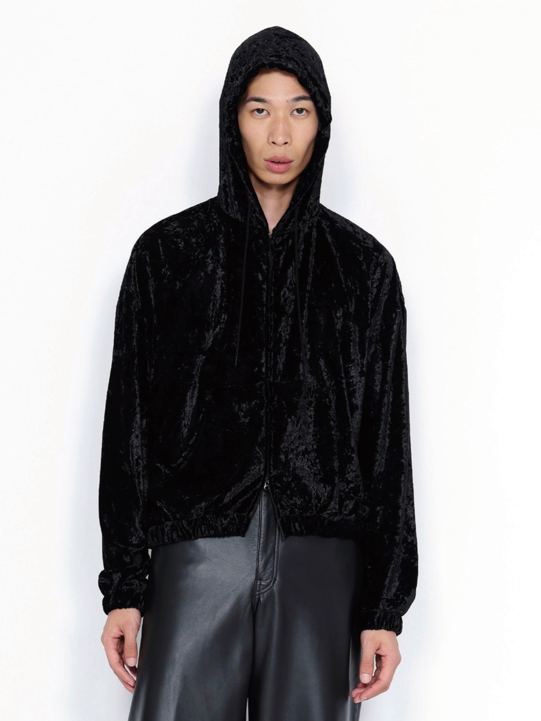 Crushed Velvet Zip-Up Hoodie