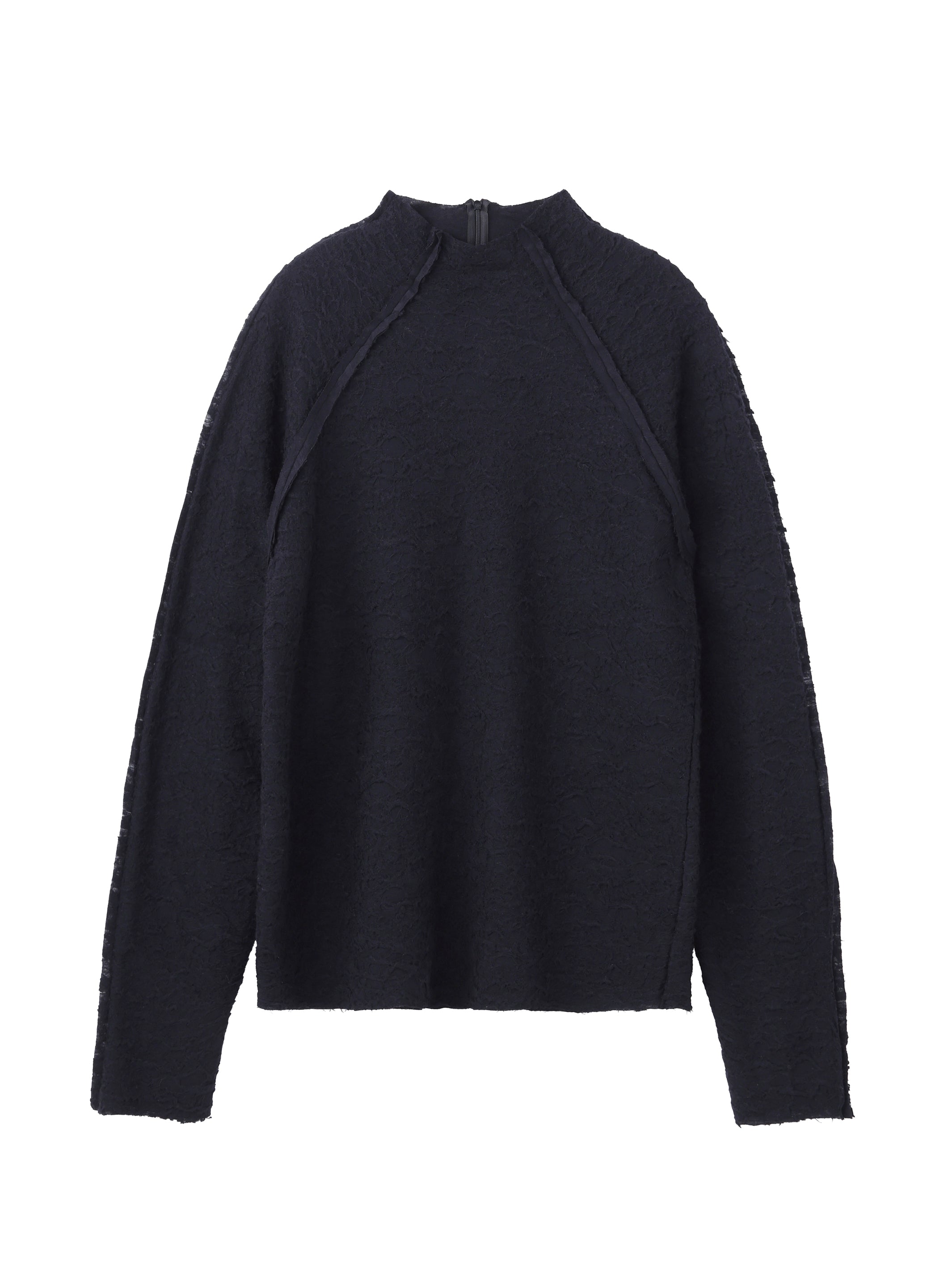 WOOL JACQUARD CUT-OUT TURTLE NECK TOP
