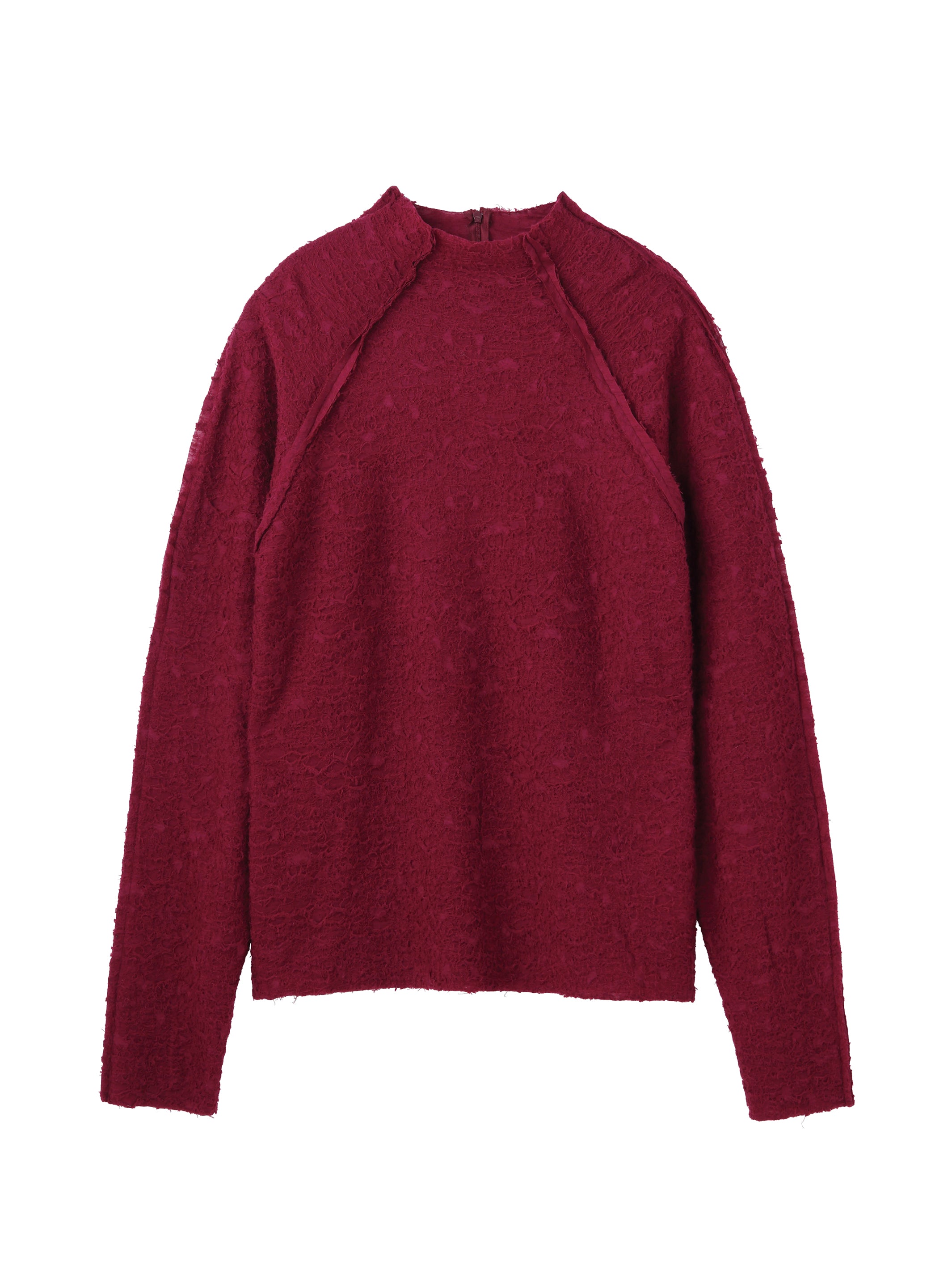 WOOL JACQUARD CUT-OUT TURTLE NECK TOP