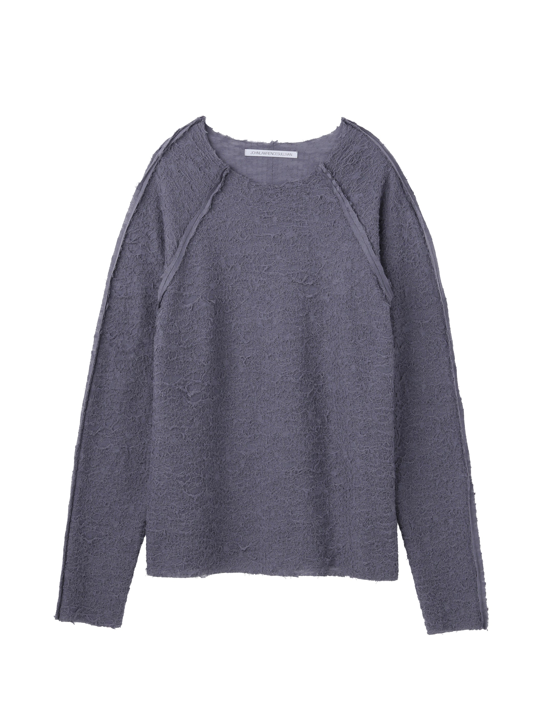 WOOL JACQUARD CUT-OUT CREW NECK TOP