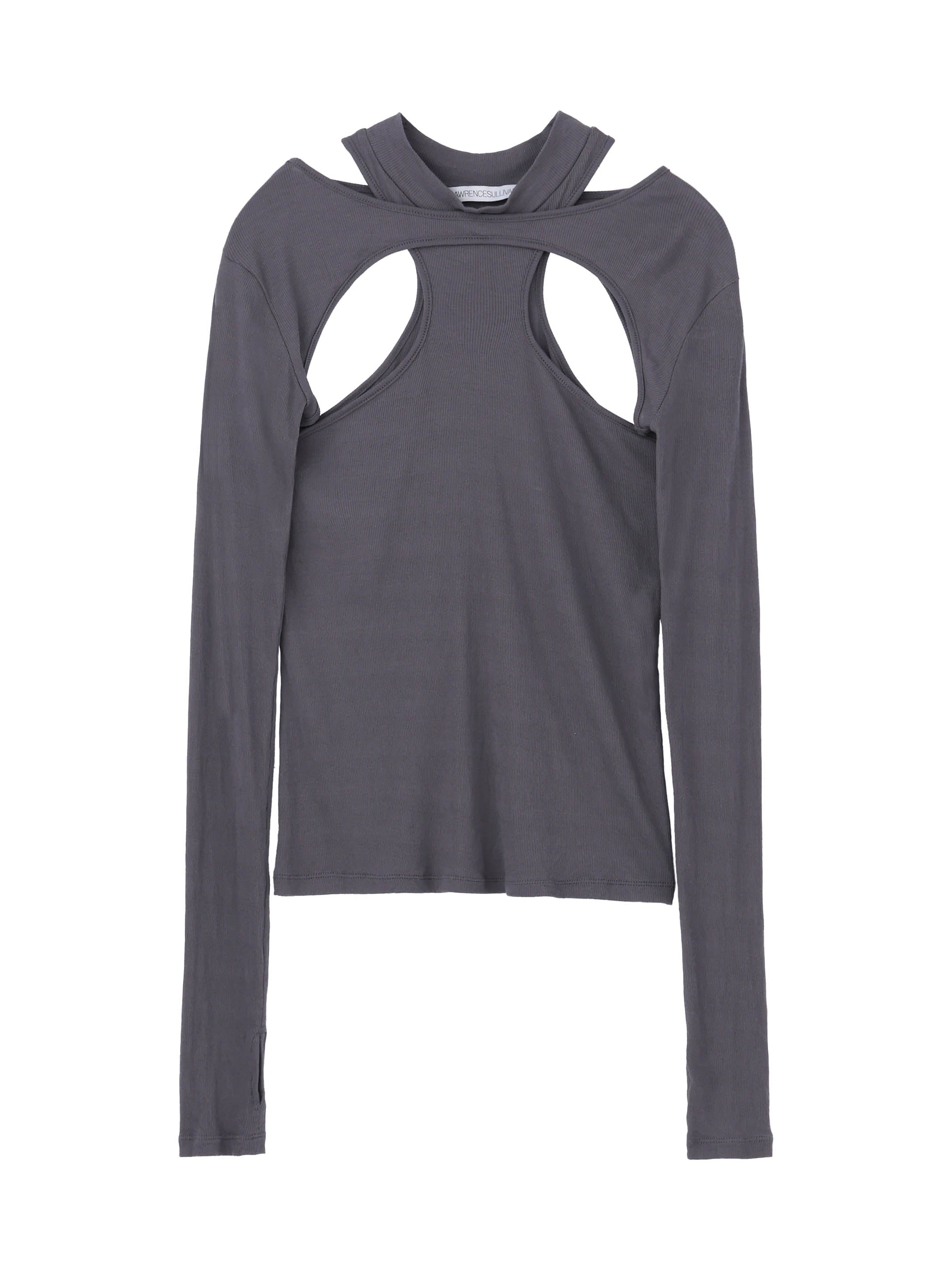 芸能人愛用のルームウェア Rib top hi-neck layered トップス