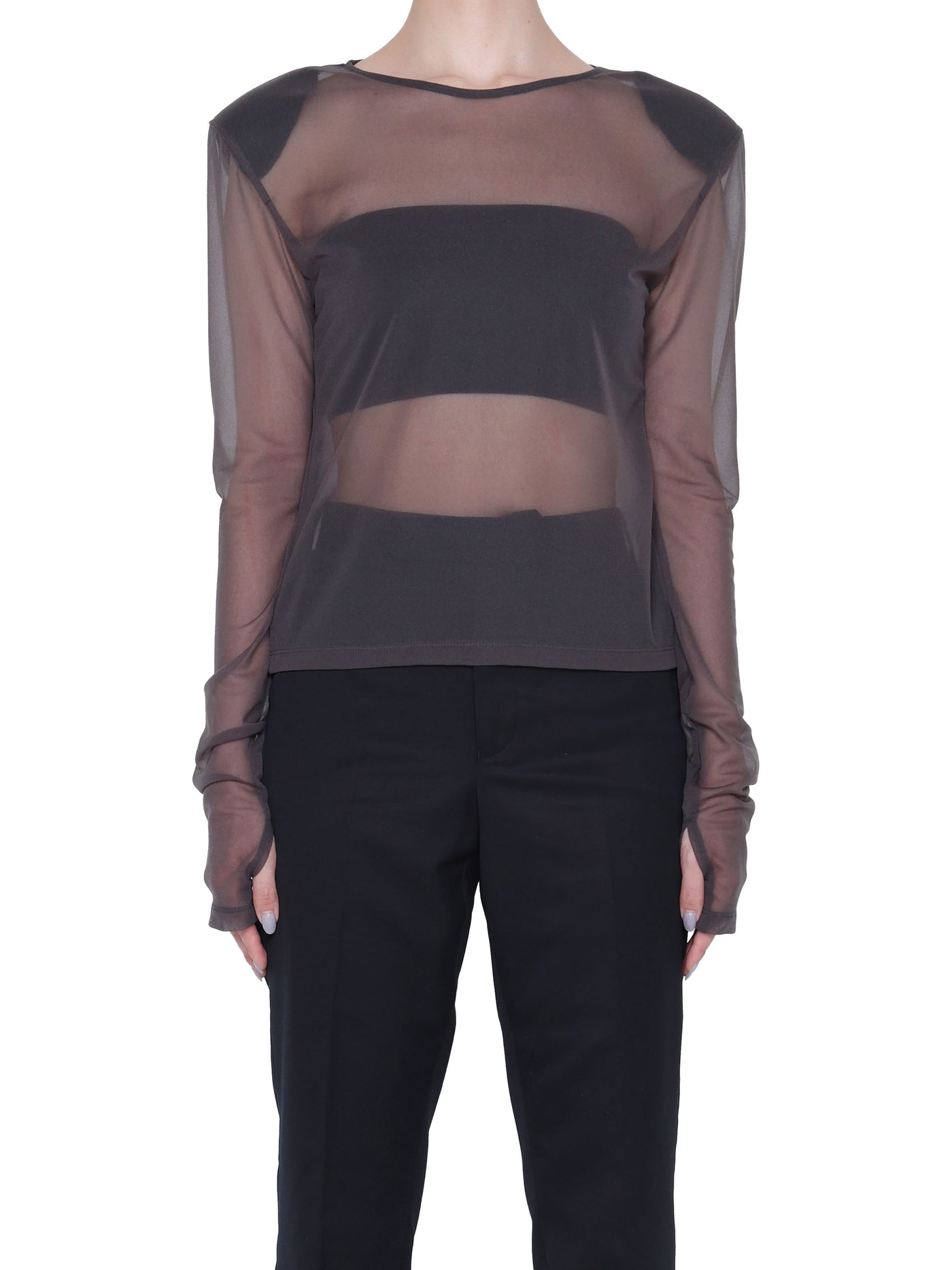 See-through jersey ls top