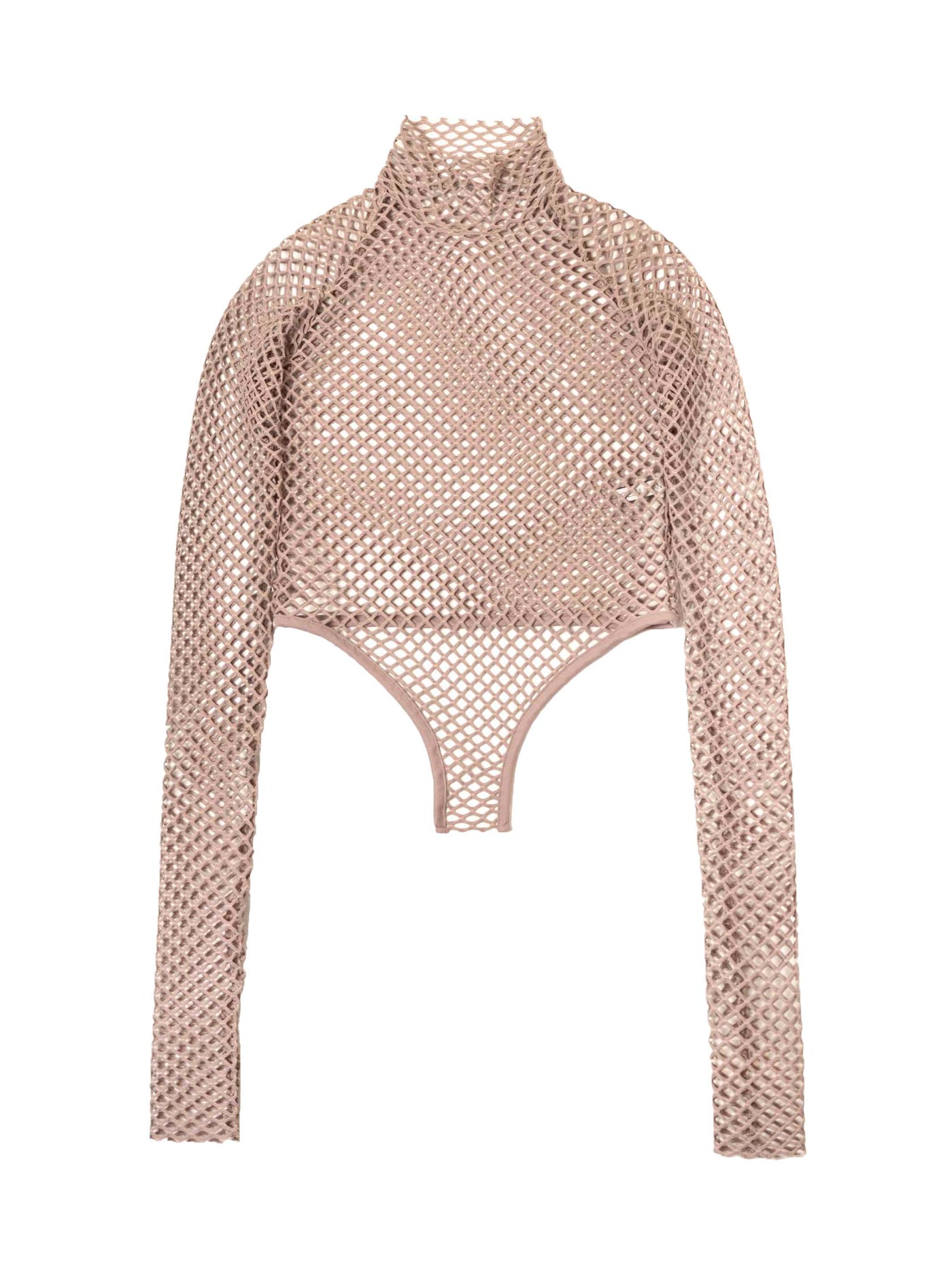 Fish net bodysuit hi-neck top