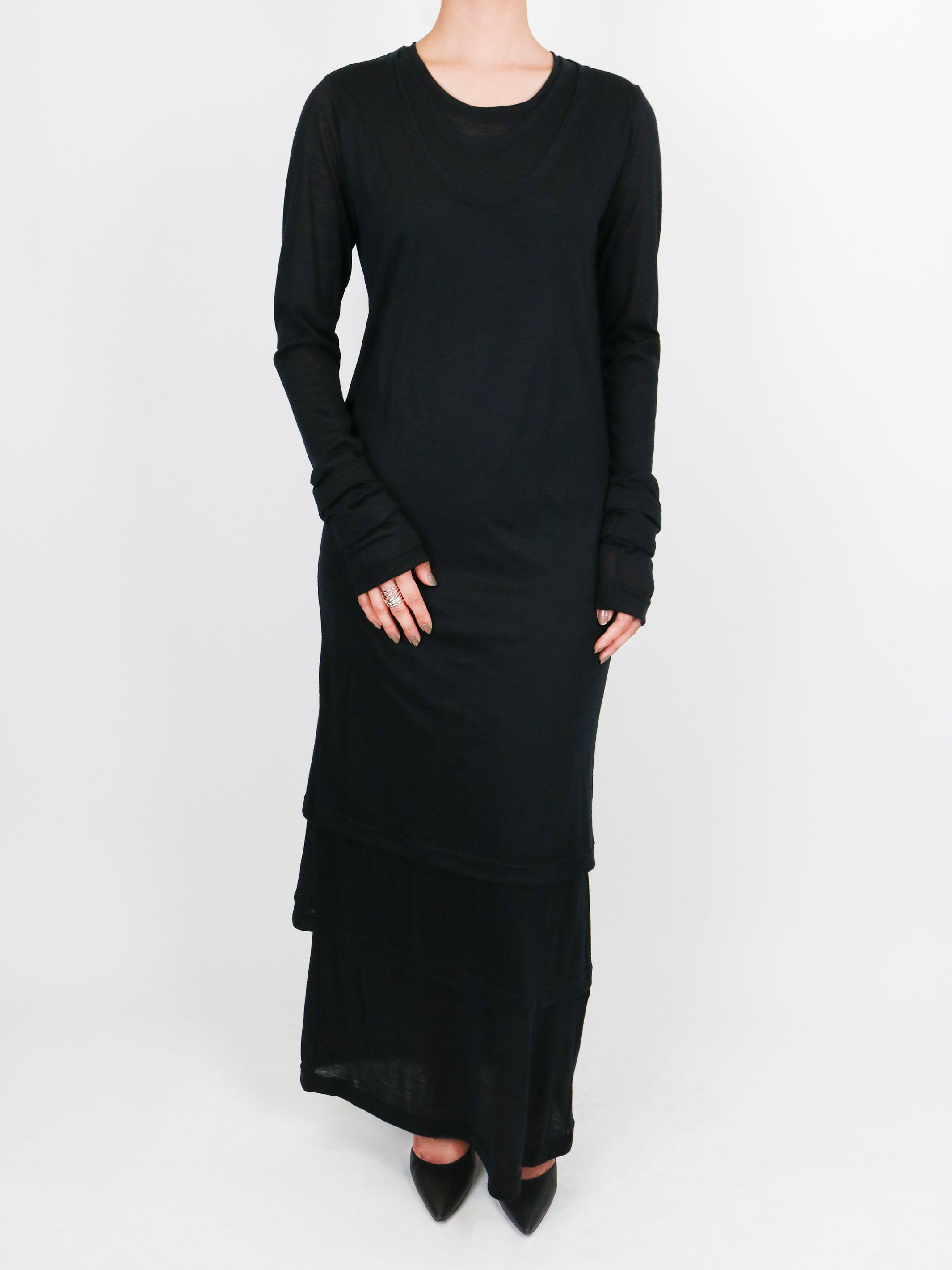 WOOL JERSEY STACKED DRESS