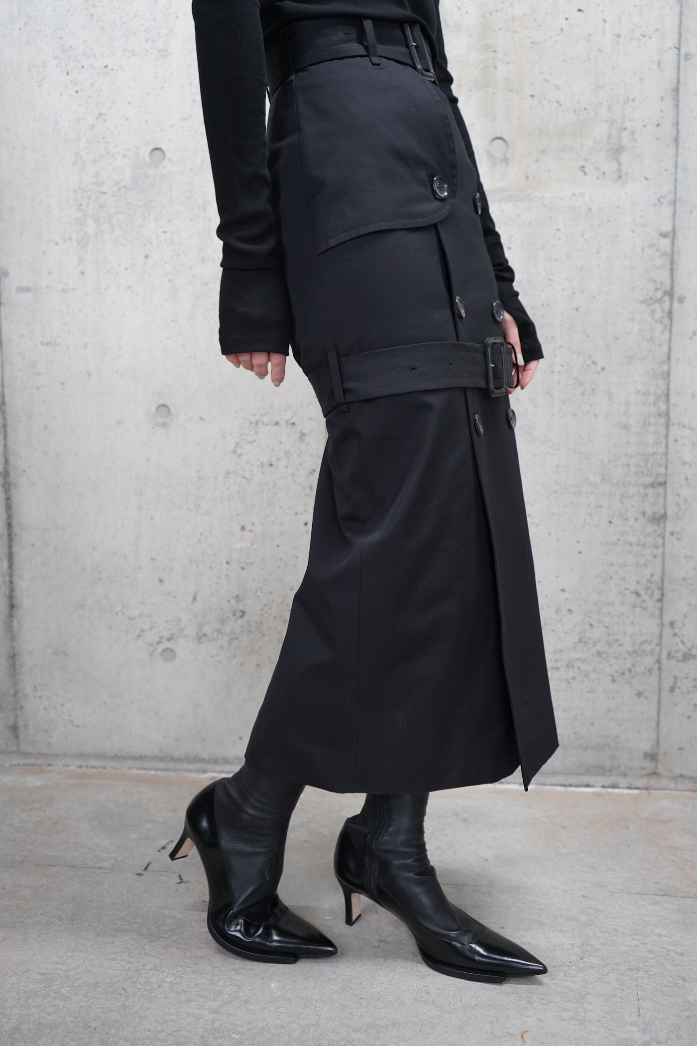 Twill trench skirt