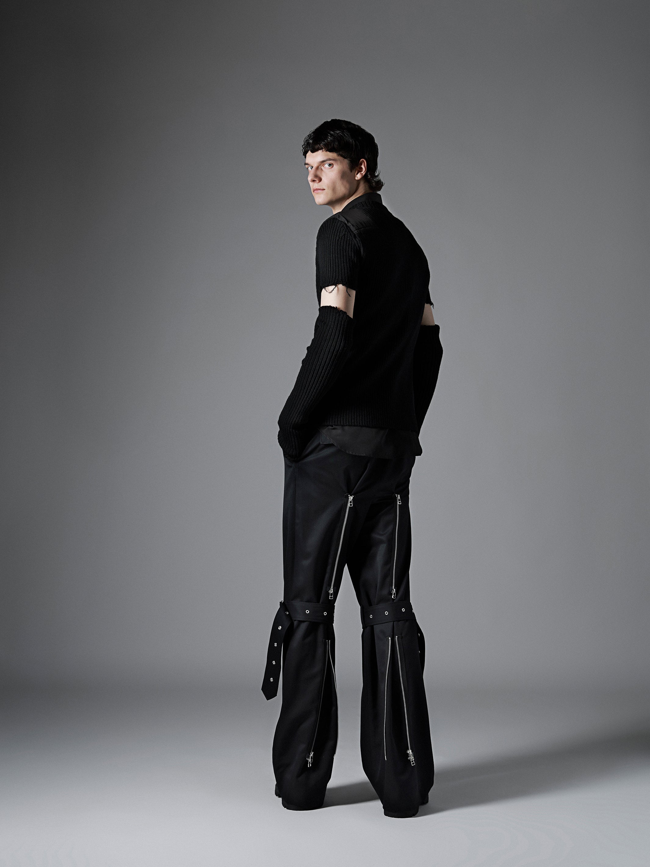 WOOL GABARDINE BONDAGE TROUSERS