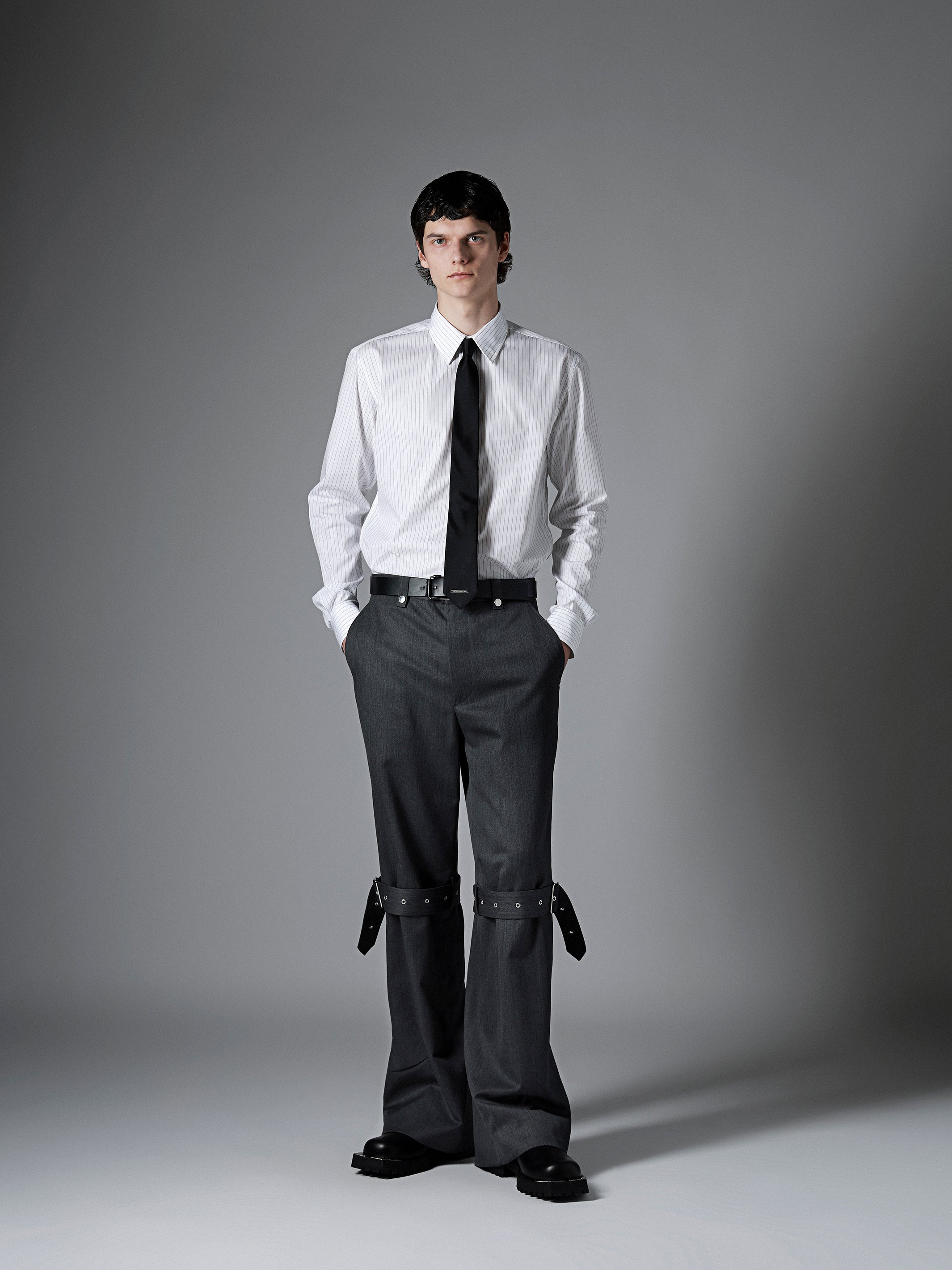 WOOL GABARDINE BONDAGE TROUSERS
