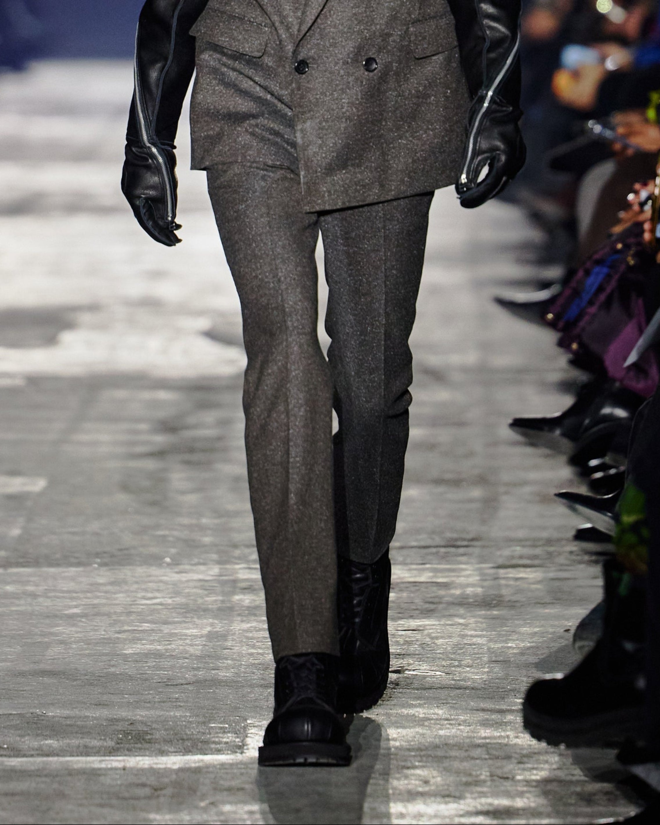 SILK NEP WOOL SKINNY TROUSERS
