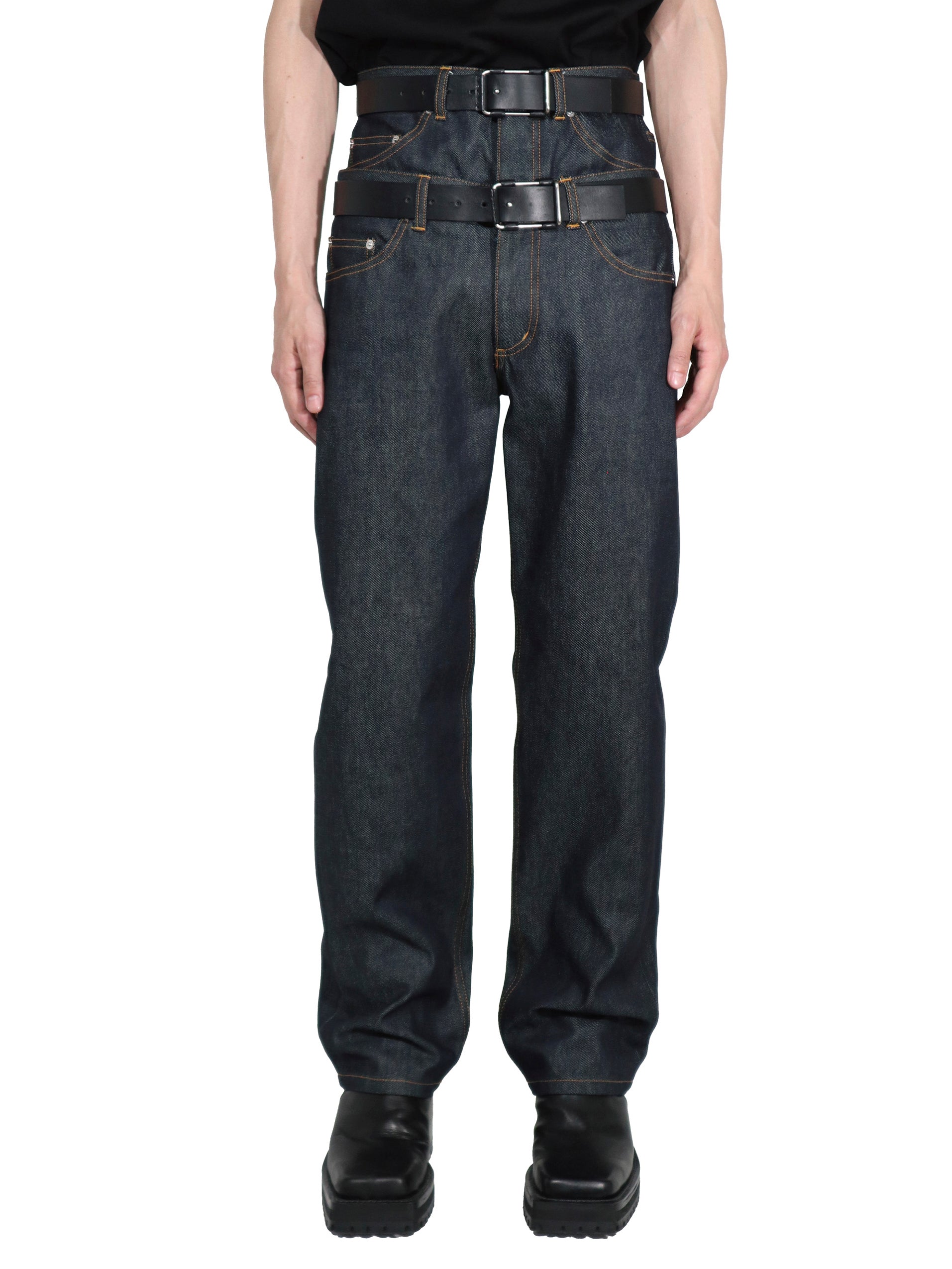 RIGID DENIM DOUBLE STACKED PANTS