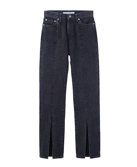 WOMENS WASHED DENIM SLITTED PANTS