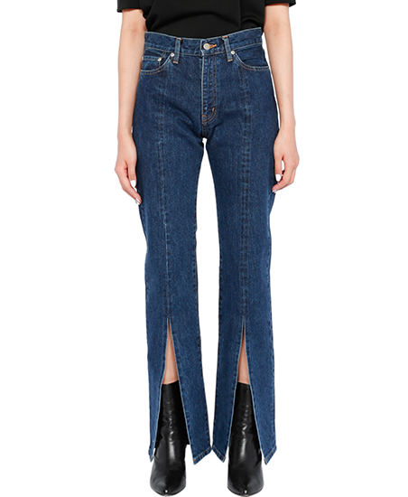 WASHED DENIM SLITTED PANTS WASHED DENIM SLITTED PANTS