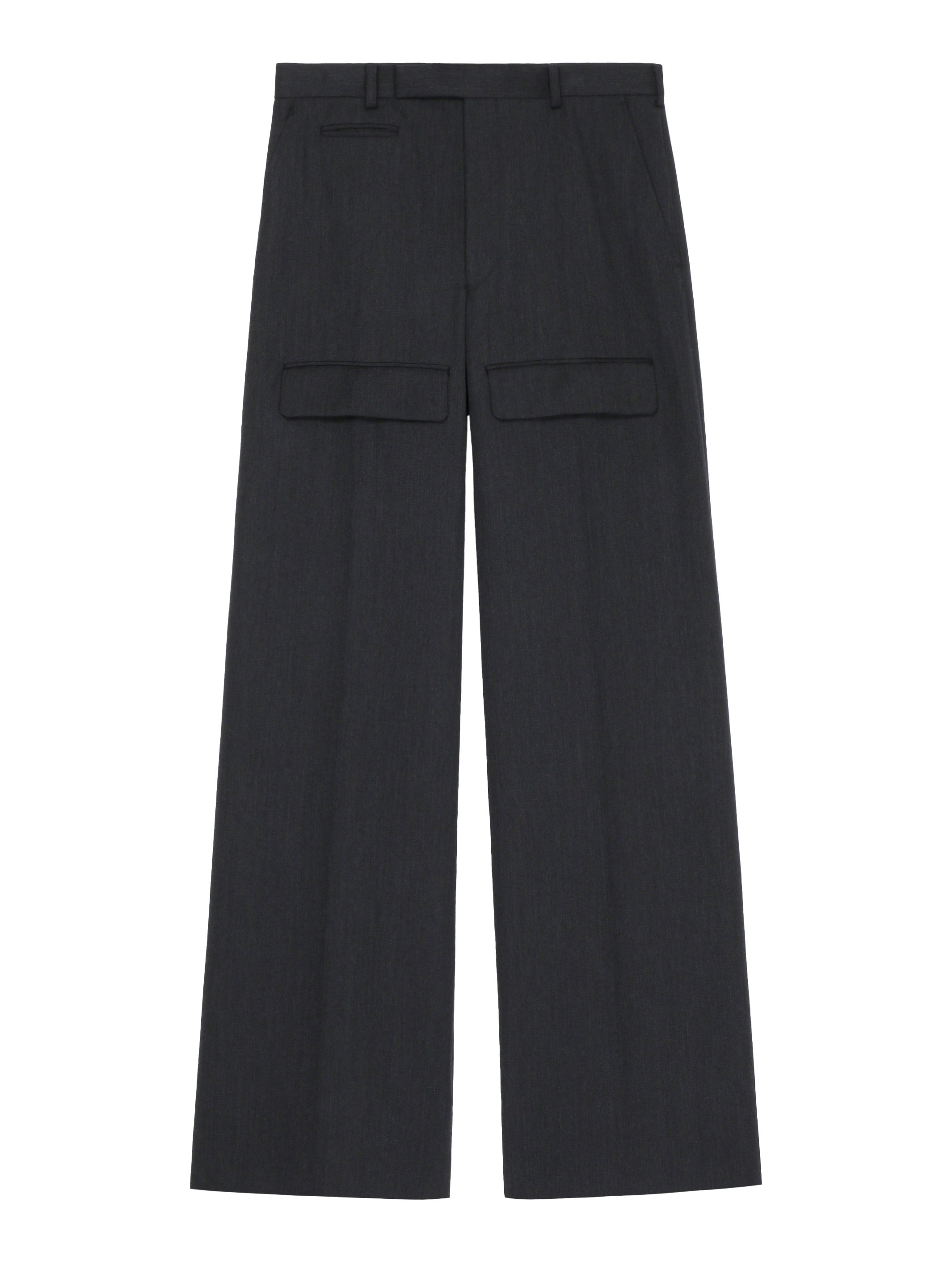 Wool Gabardine Front Pocket Wide Trousers