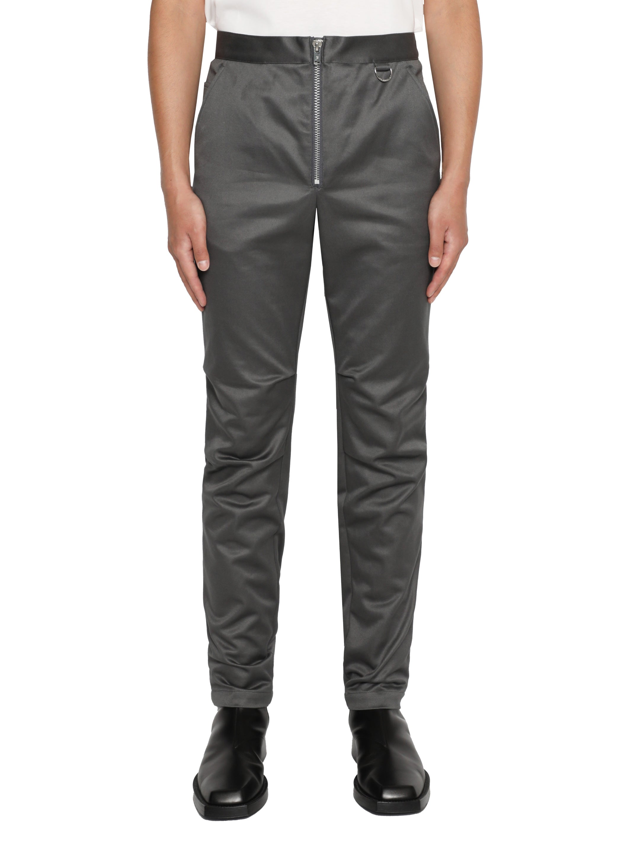 COTTON SATIN BIKER PANTS | GREY
