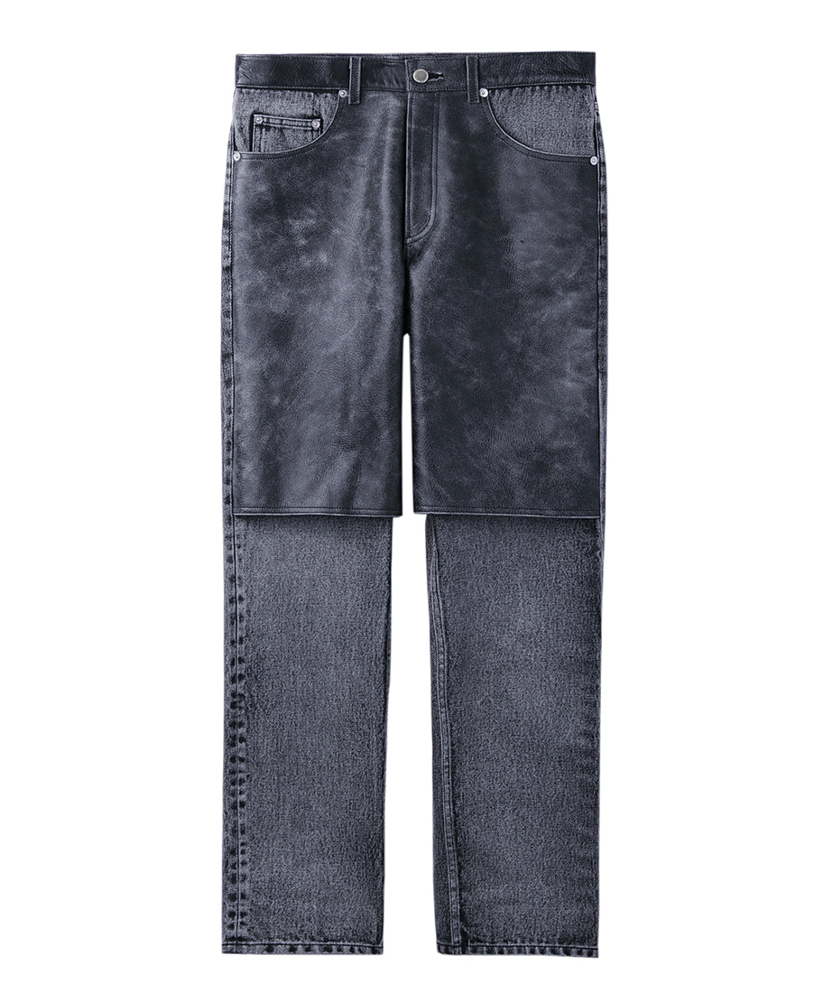 Denim x Cracked Leather Bi-Color Pants – JOHN LAWRENCE SULLIVAN