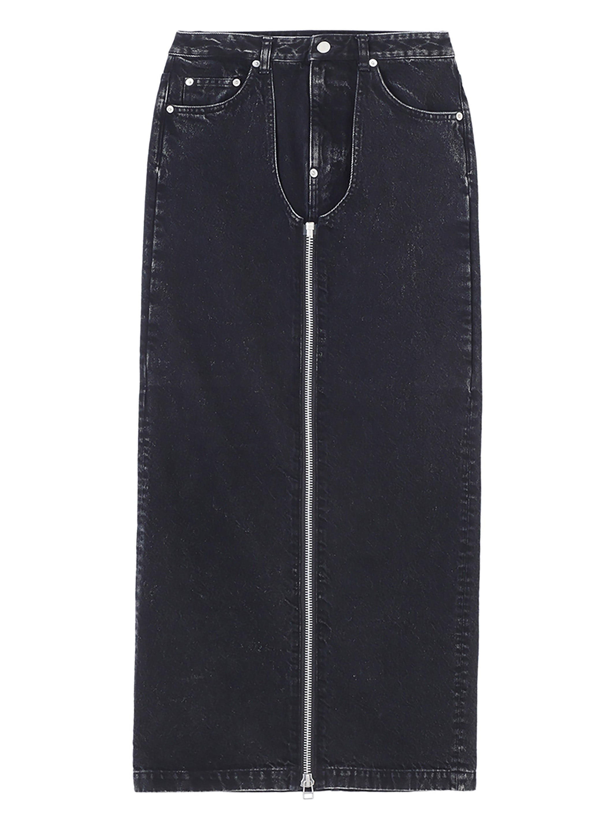 Washed denim zipped long skirt – JOHN LAWRENCE SULLIVAN