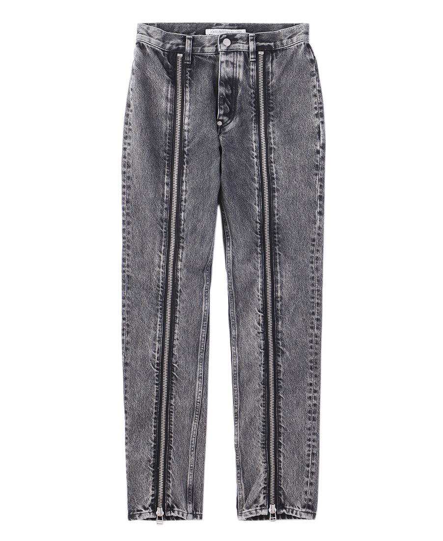 WOMENS WASHED DENIM ZIPPED PANTS