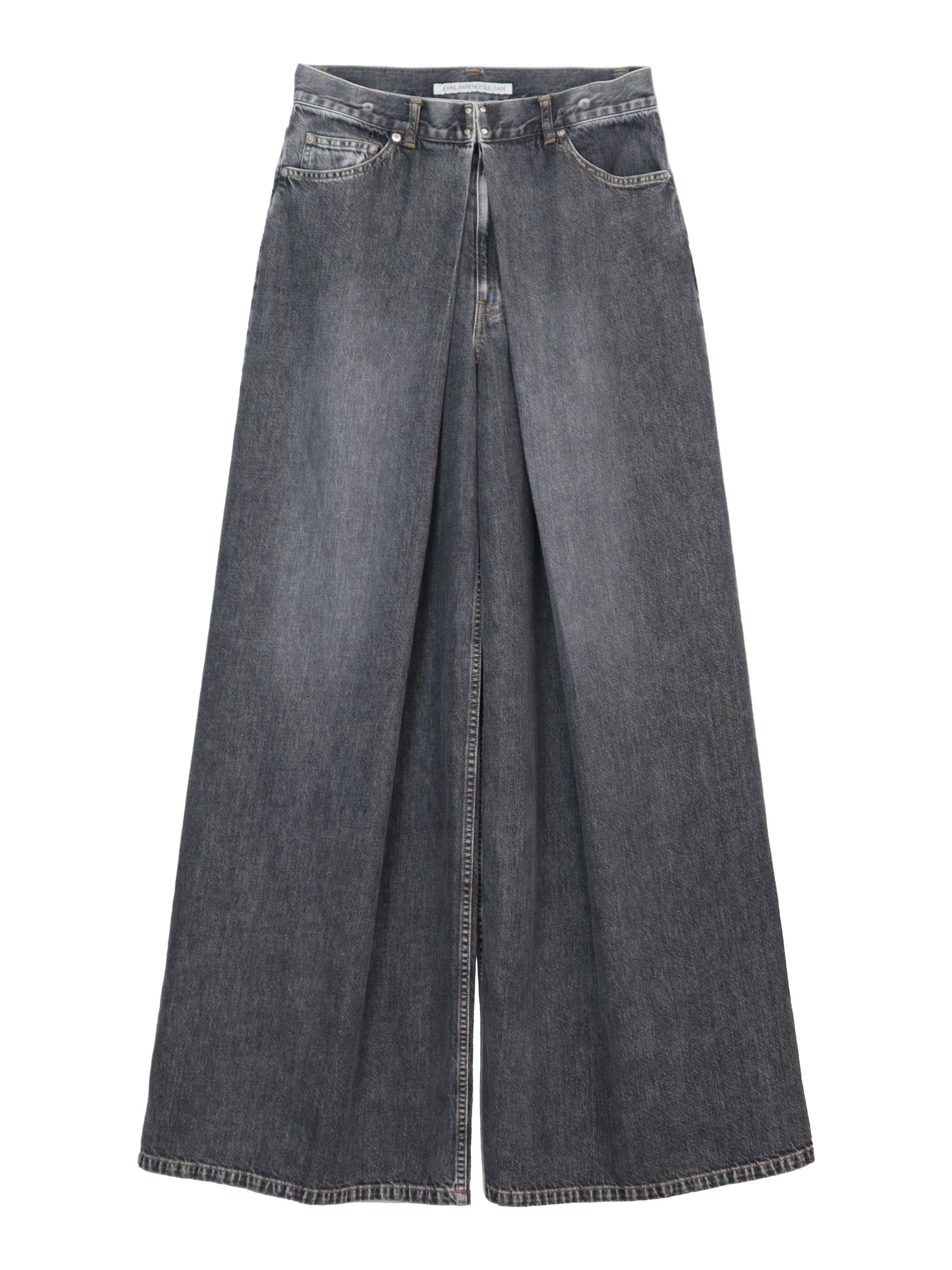 Washed Denim Super Wide Pants