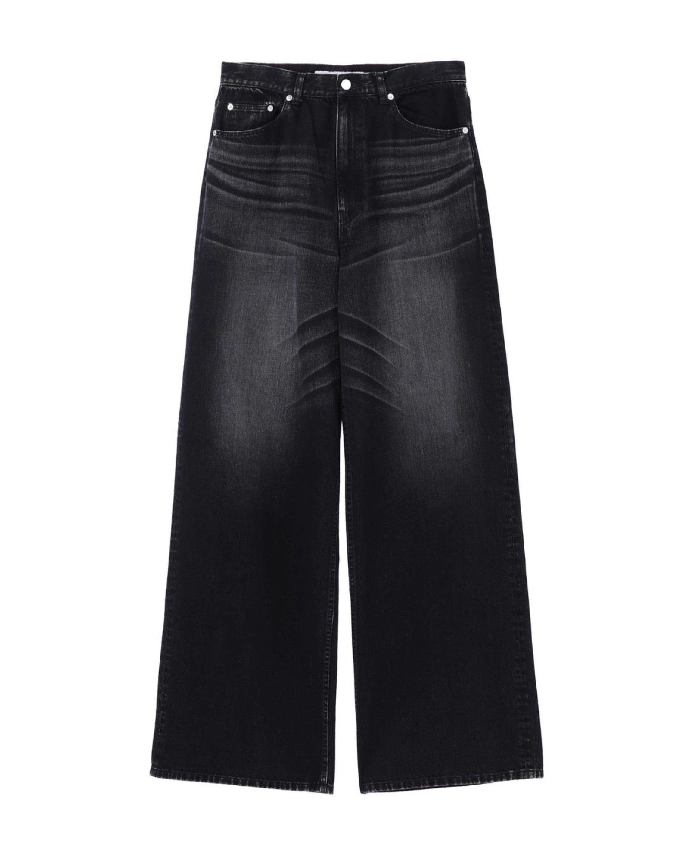 WASHED DENIM WIDE PANTS