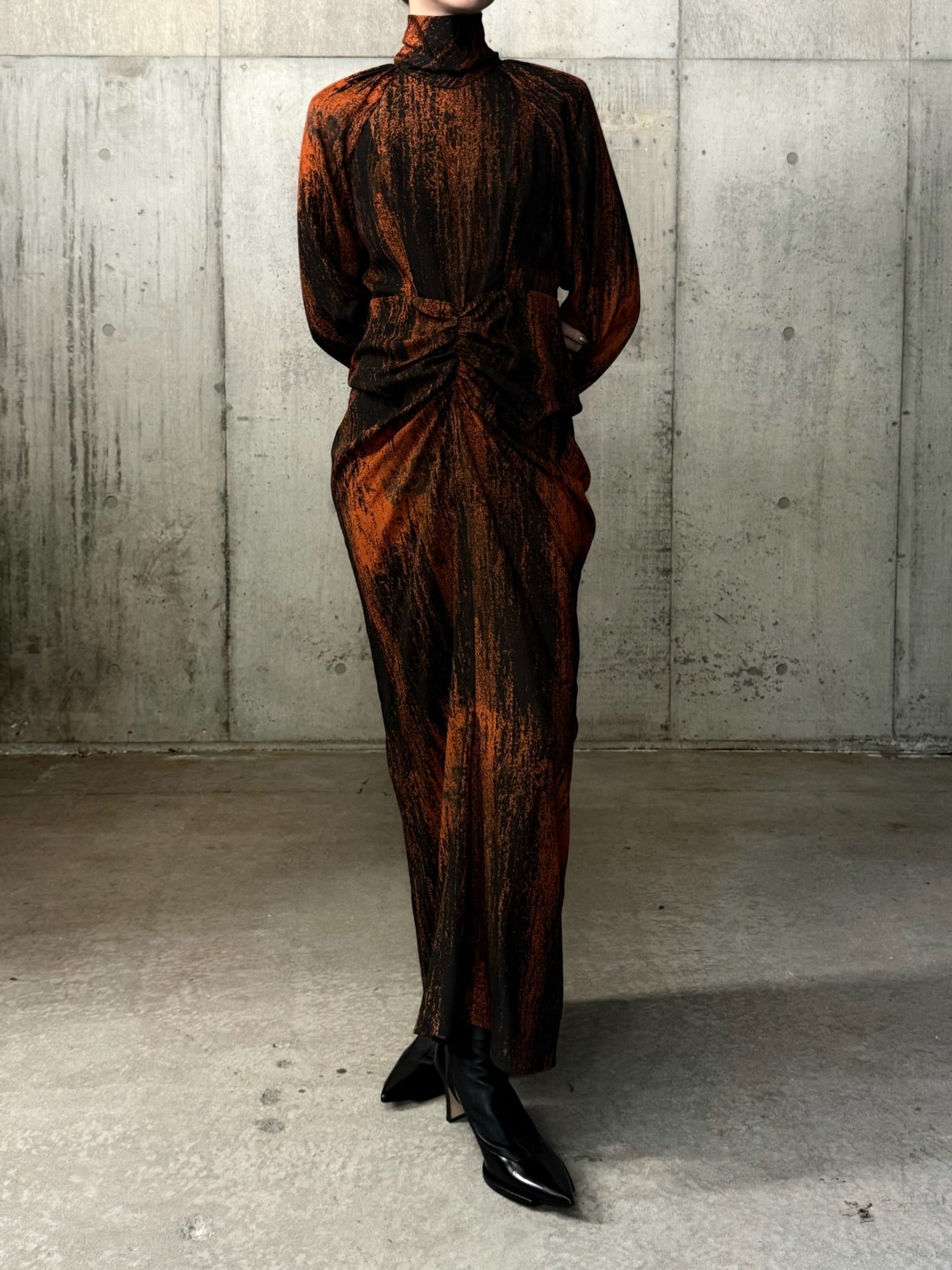 ALL OVER PRINT GATHERED DRESS