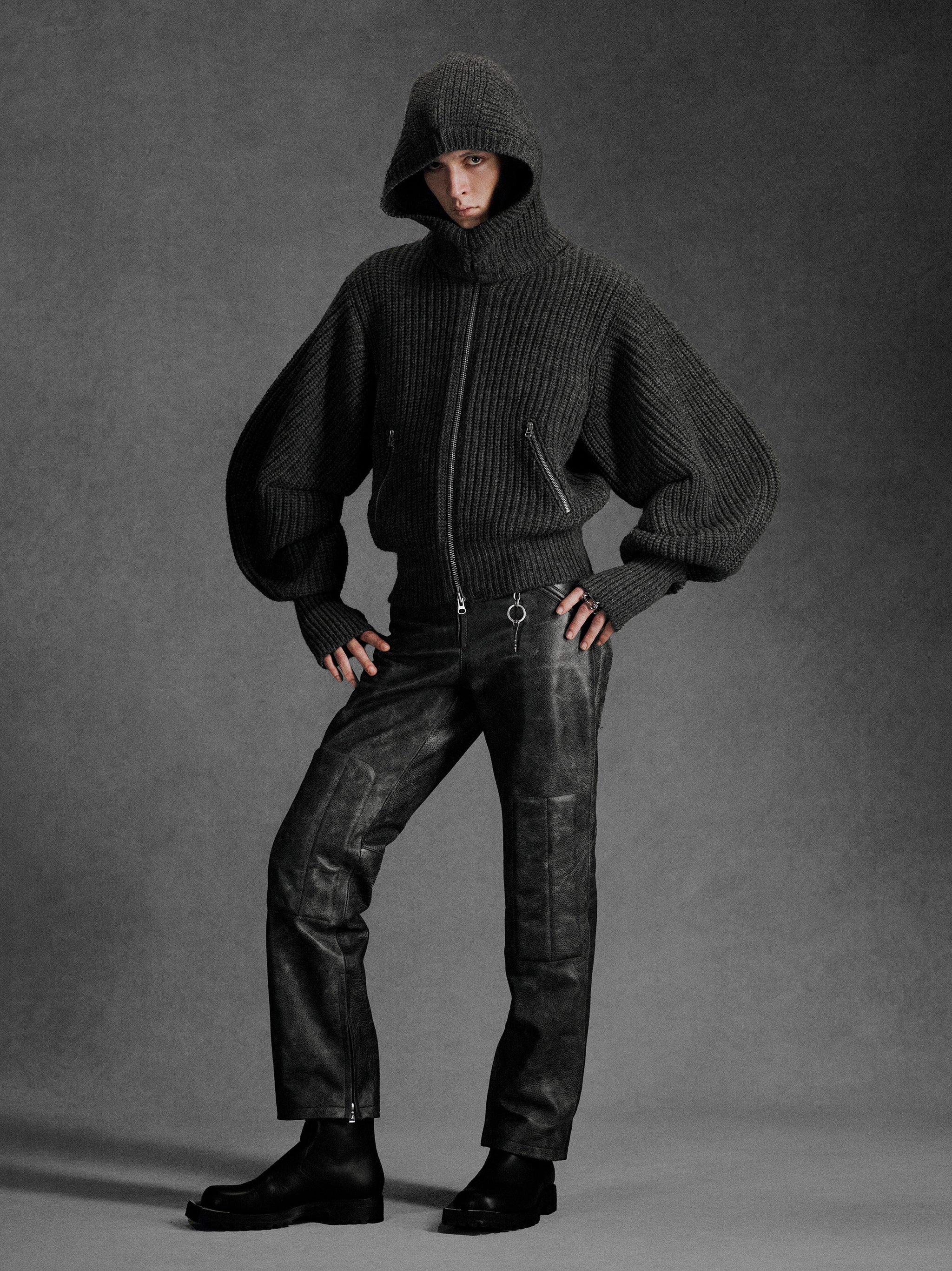 LEATHER BIKER PANTS