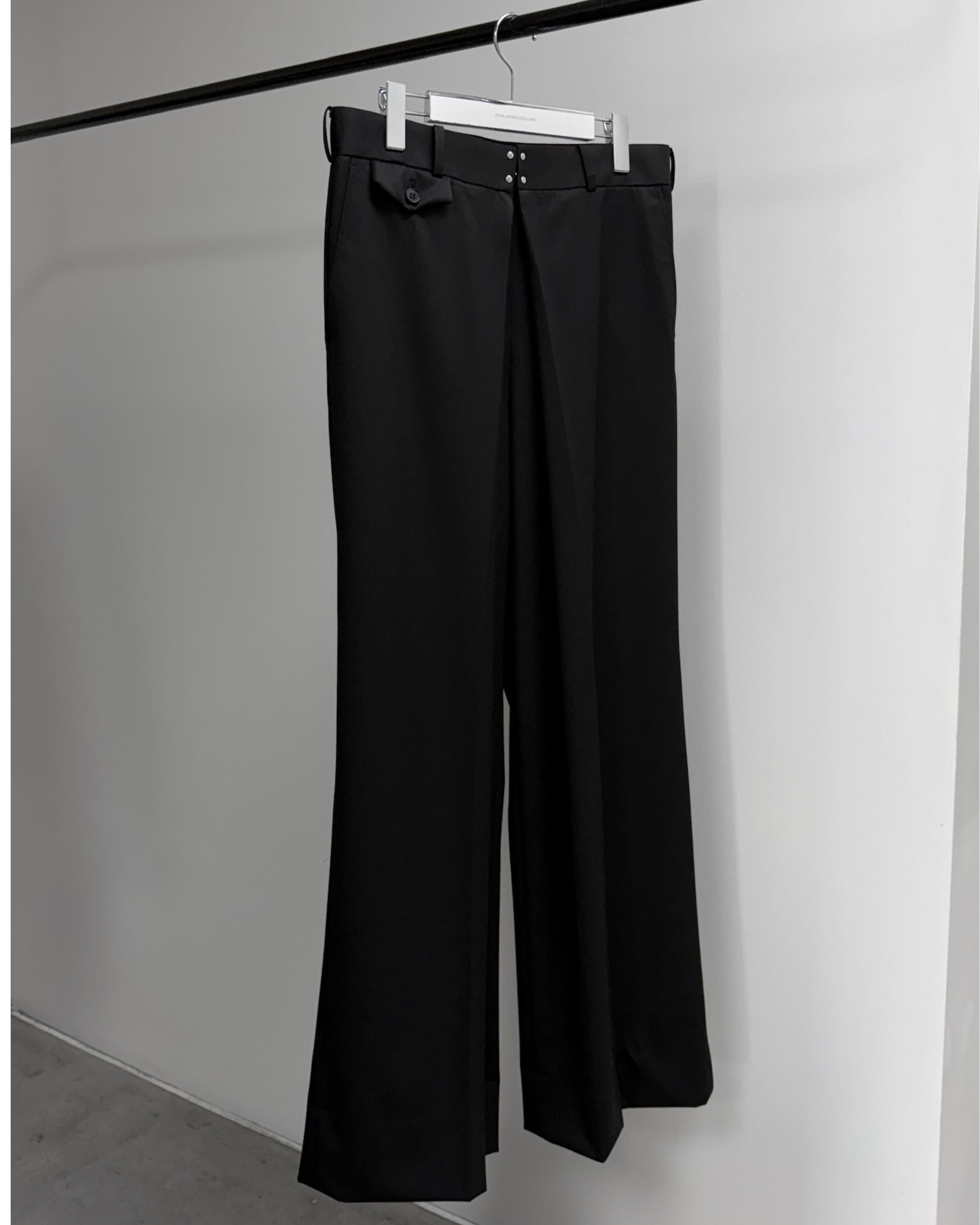 WOOL GABARDINE FOLDED WIDE TROUSERS