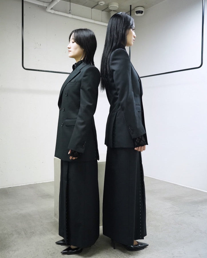 WOOL GABARDINE SLIT SKIRT