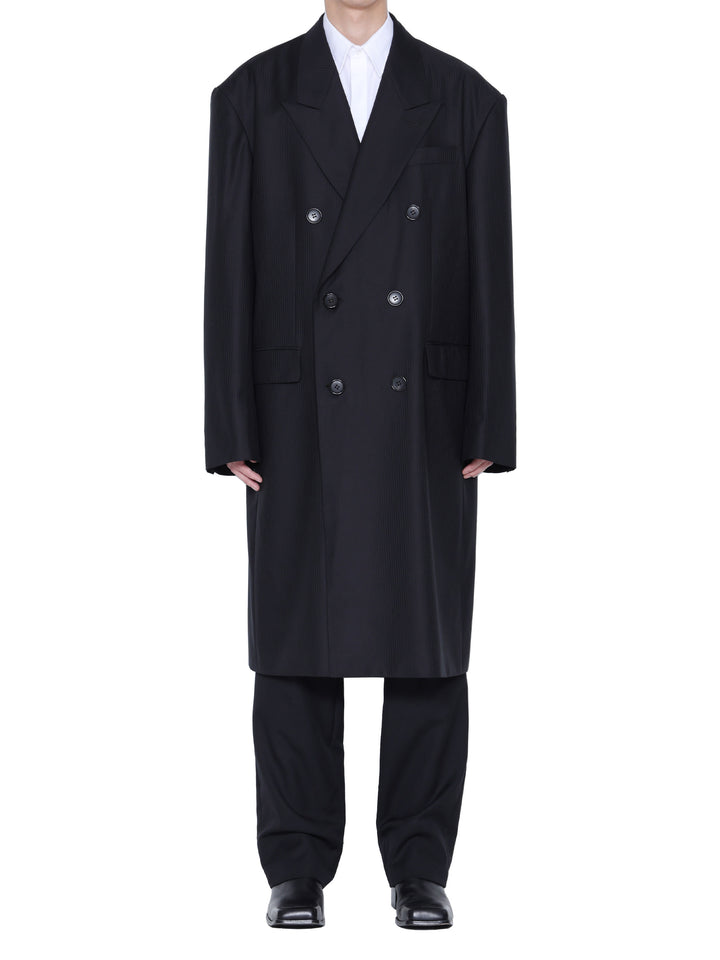 Shadow stripe wool double breasted coat – JOHN LAWRENCE SULLIVAN