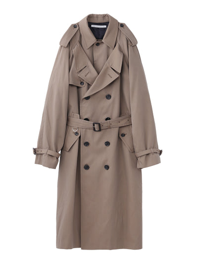 WOOL COTTON TWILL DOUBLE FRONT TRENCH COAT