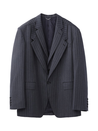 WOOL GABARDINE DOUBLE FRONT SINGLE BREASTED JACKET