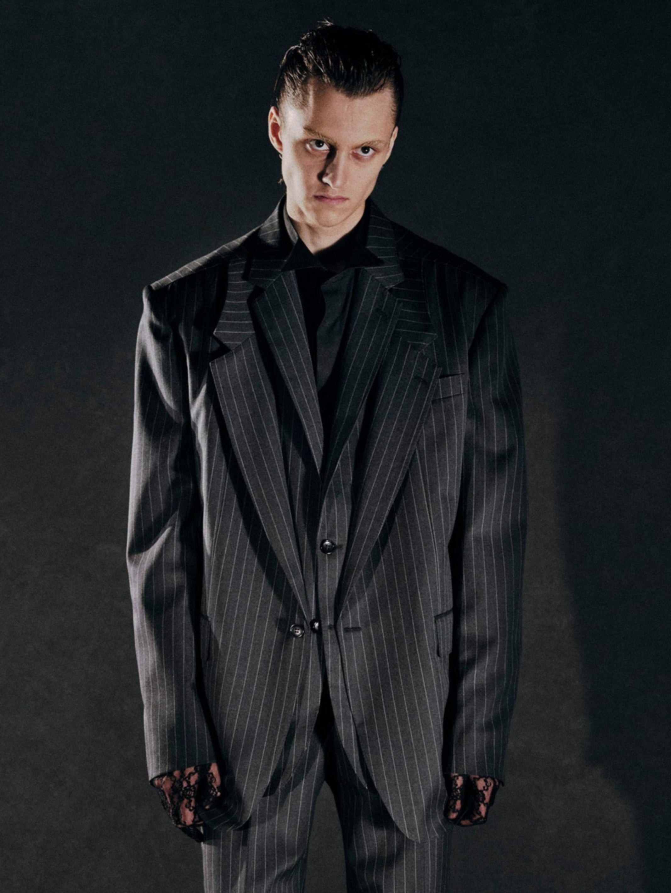 WOOL GABARDINE DOUBLE FRONT SINGLE BREASTED JACKET