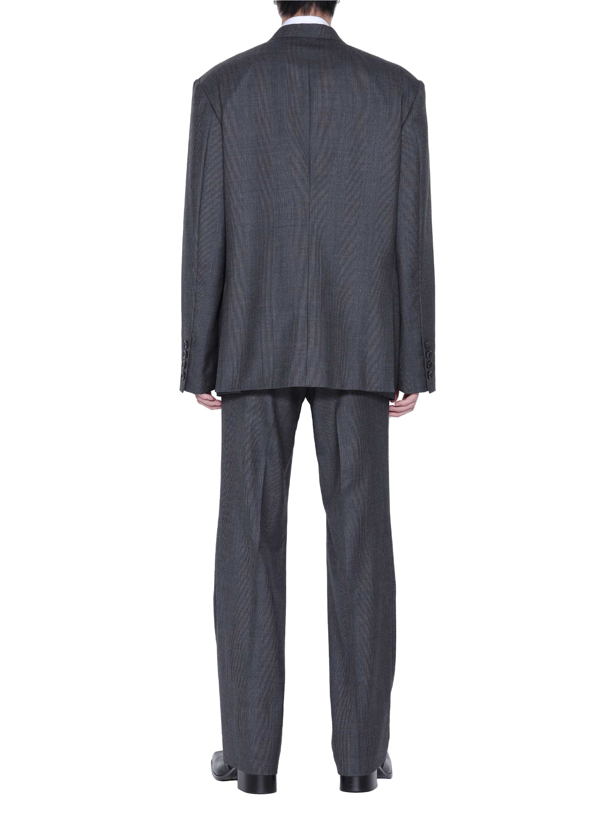 GLEN PLAID WOOL STRAIGHT TROUSERS