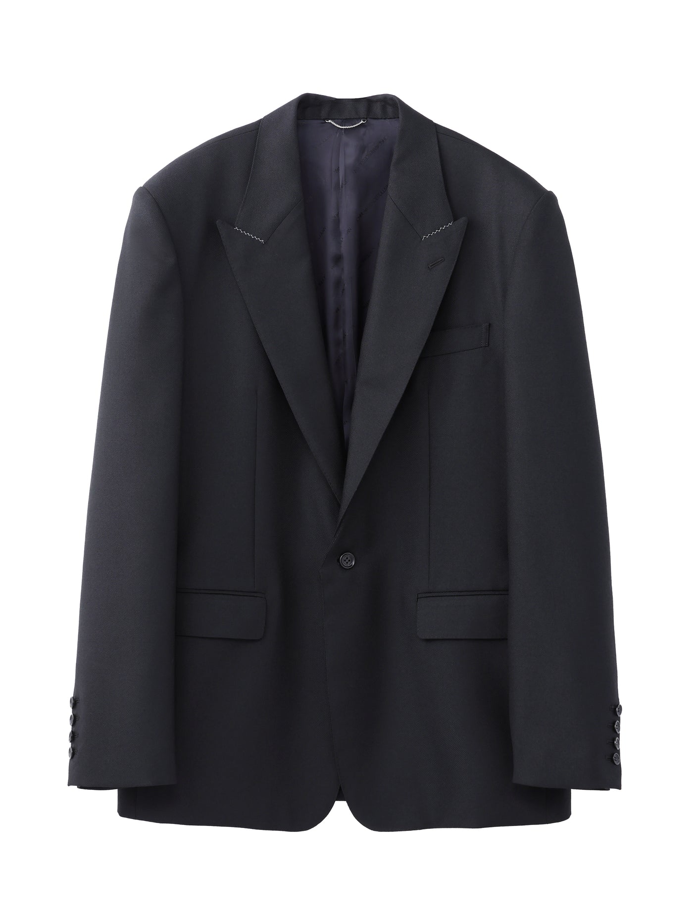 WOOL MOHAIR GABARDINE CUT LAPEL SINGLE BREASTED JACKET