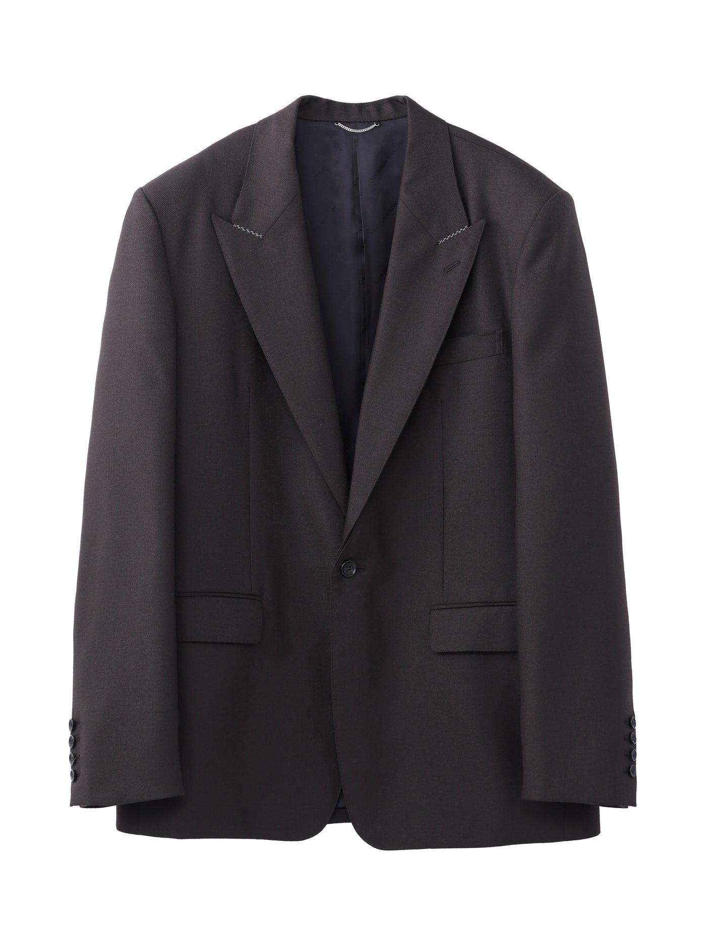 WOOL MOHAIR GABARDINE CUT LAPEL SINGLE BREASTED JACKET