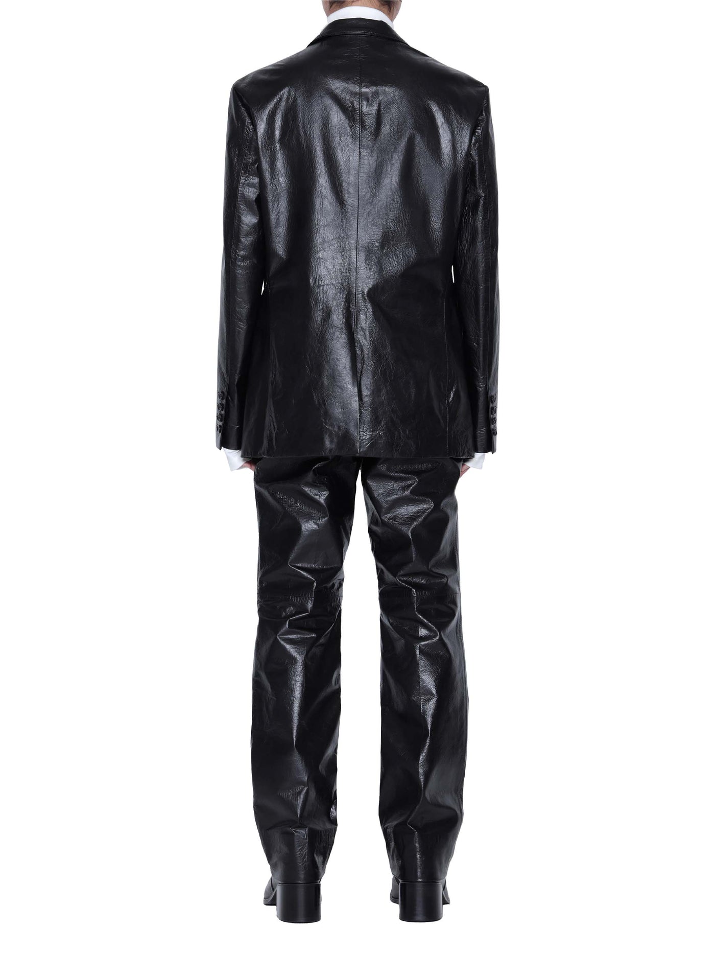 Leather straight trousers