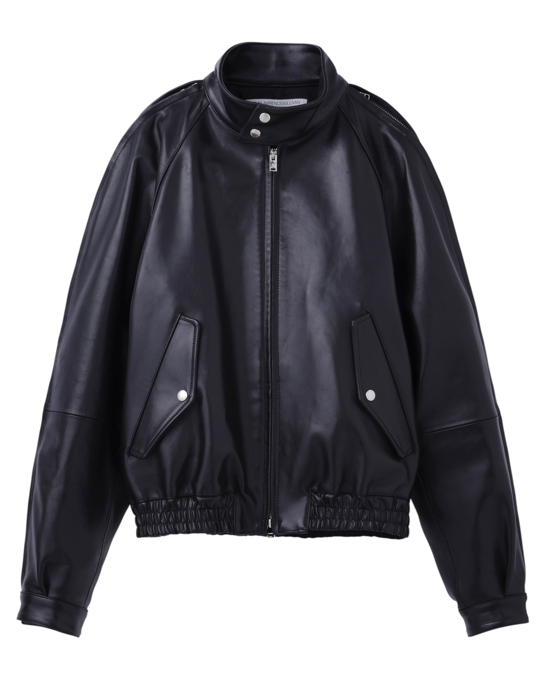 LEATHER ZIP SLEEVE HARRINGTON JACKET