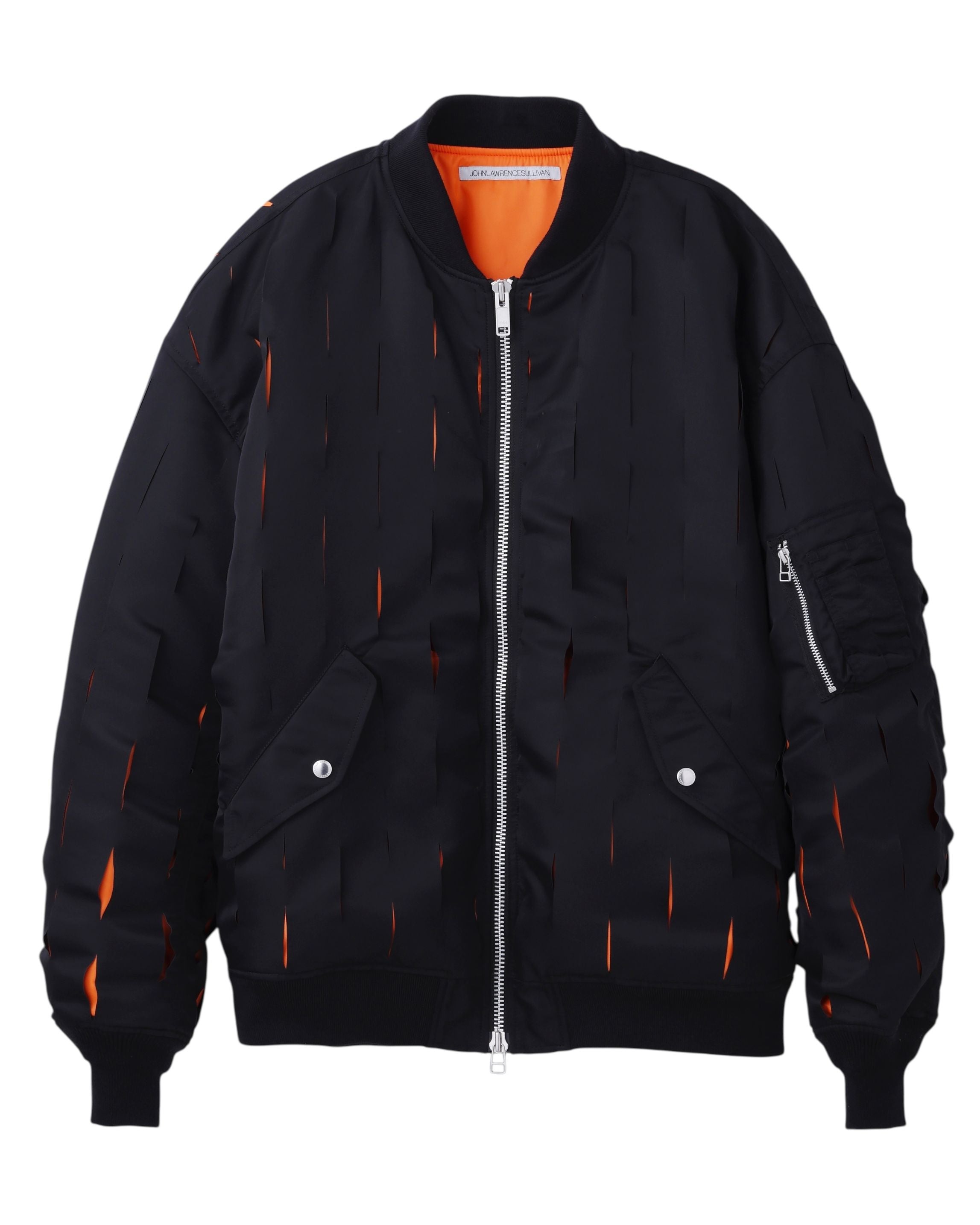 SLASHED NYLON TWILL BOMBER JACKET
