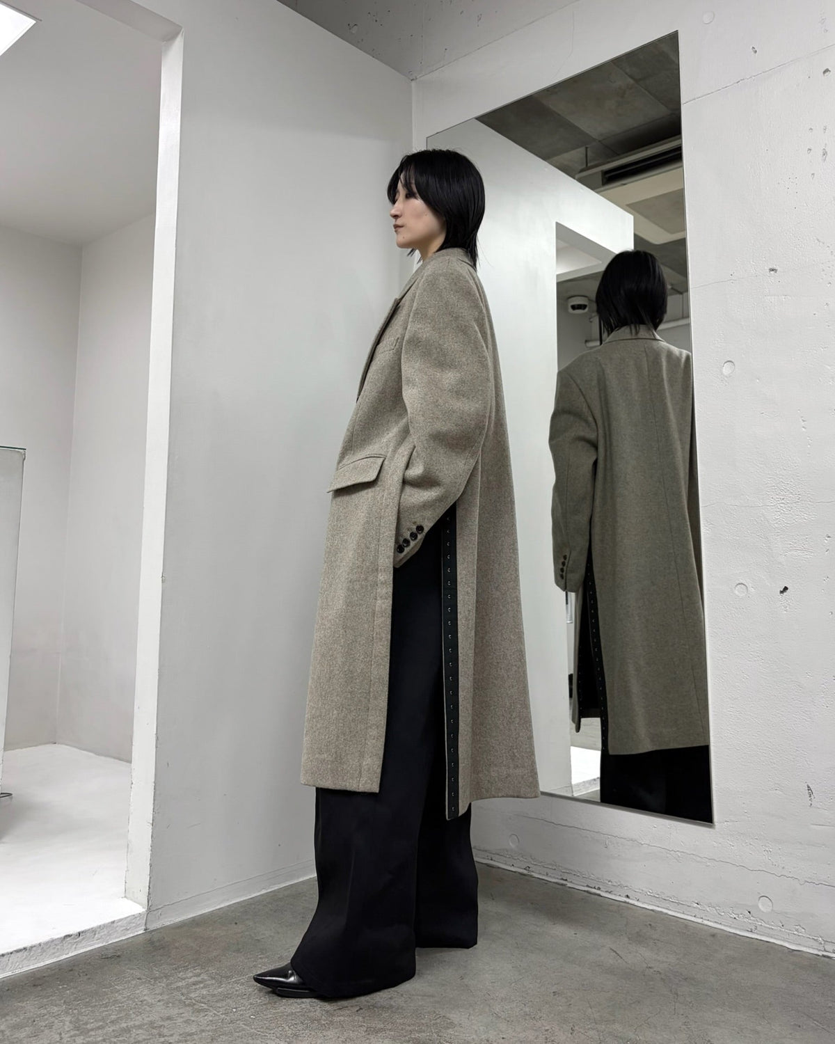 MELTON DOUBLE BREASTED CHESTERFIELD COAT