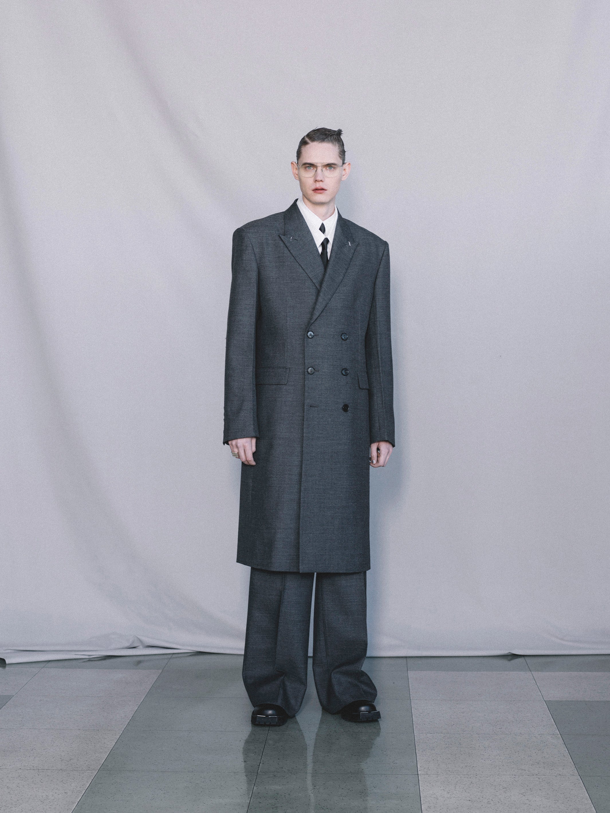 Wool Gabardine Double Breasted Coat