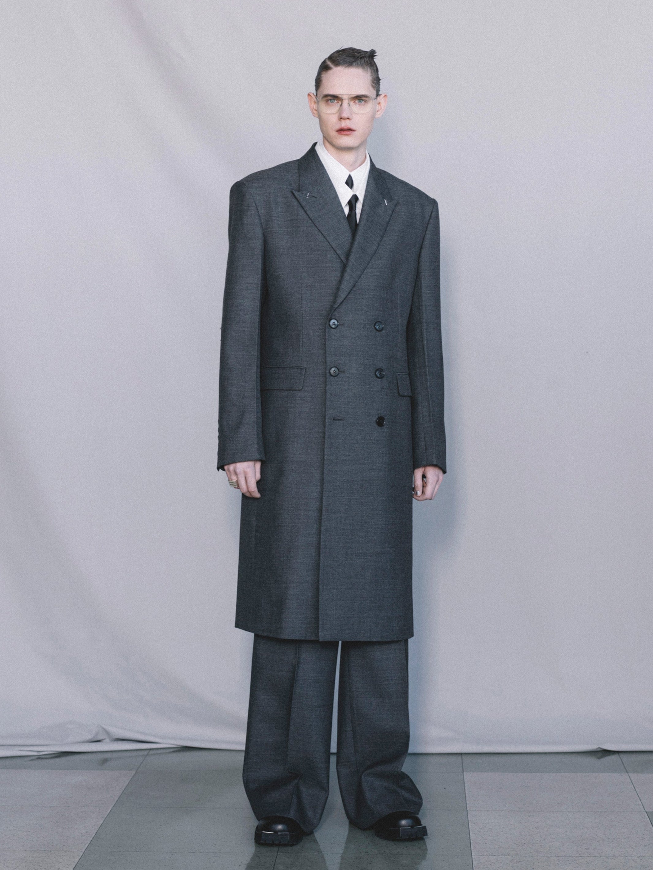 Wool Gabardine Double Breasted Coat